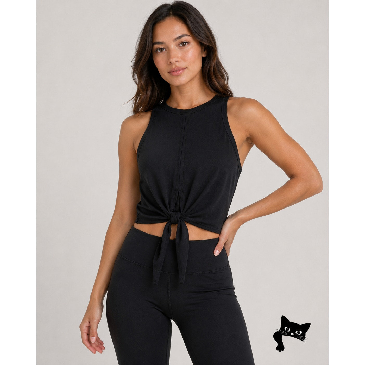 Lululemon Black High Neck Front Tie Tank Top Shirt 4