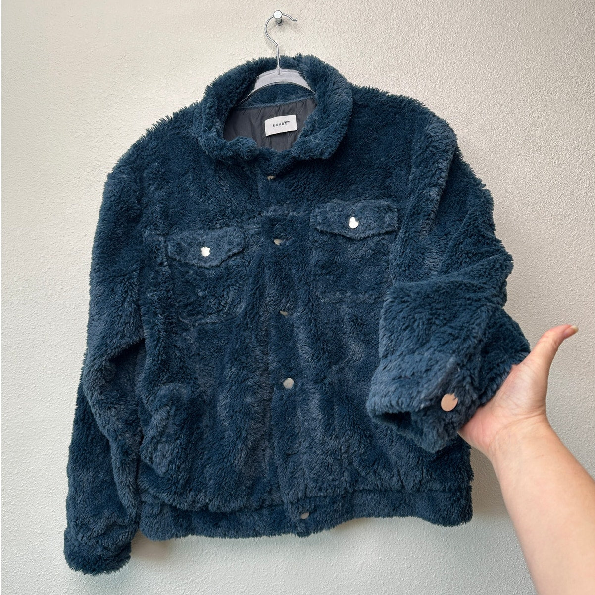 NWT Rhude Jacket Navy Blue Mens US L Sherpa