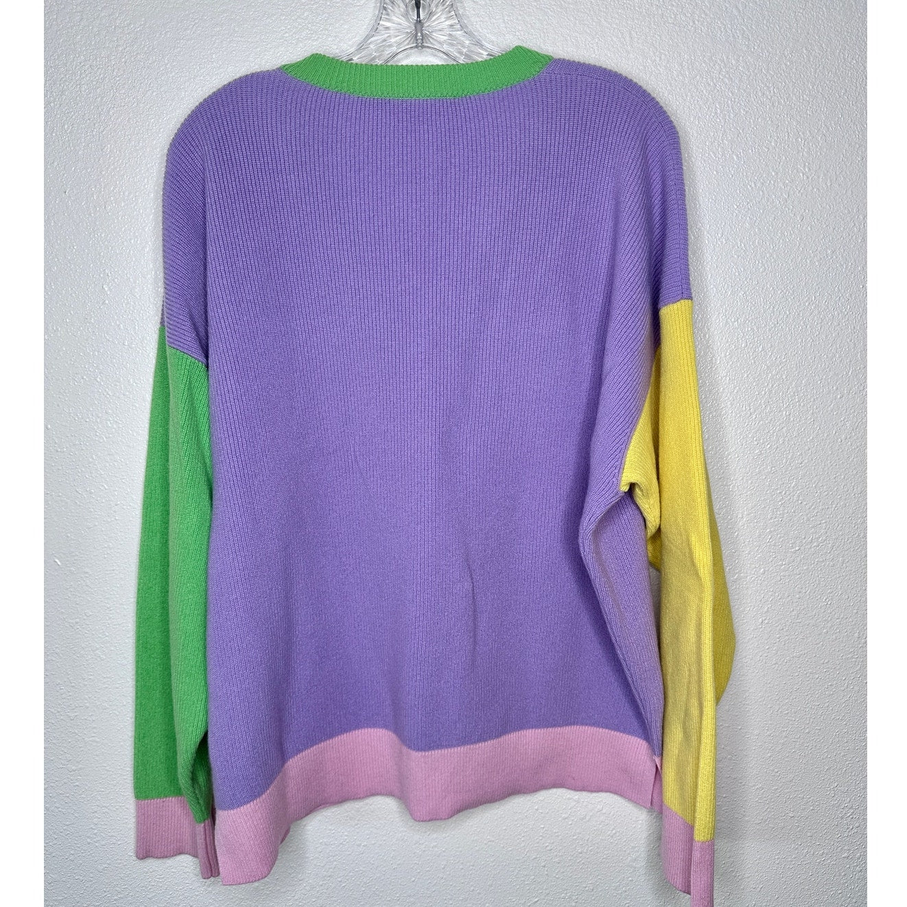 Versace Colorblock Cashmere V-Neck Sweater Purple/Green Women’s S IT38
