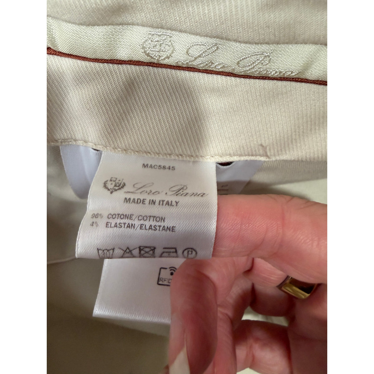 Loro Piana Carlo Stretch Cotton Trousers Light Cream Stone Men's US 30