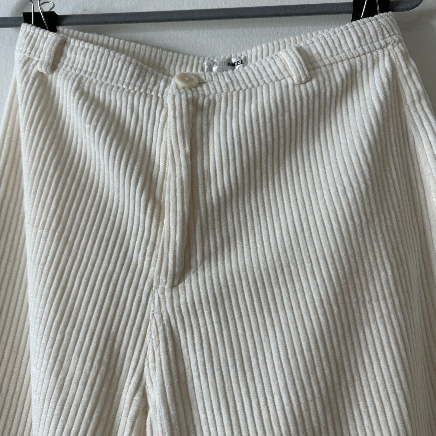Amuse Society Winter White Wide Corduroy Back Pocket Ankle Flare Pants 27