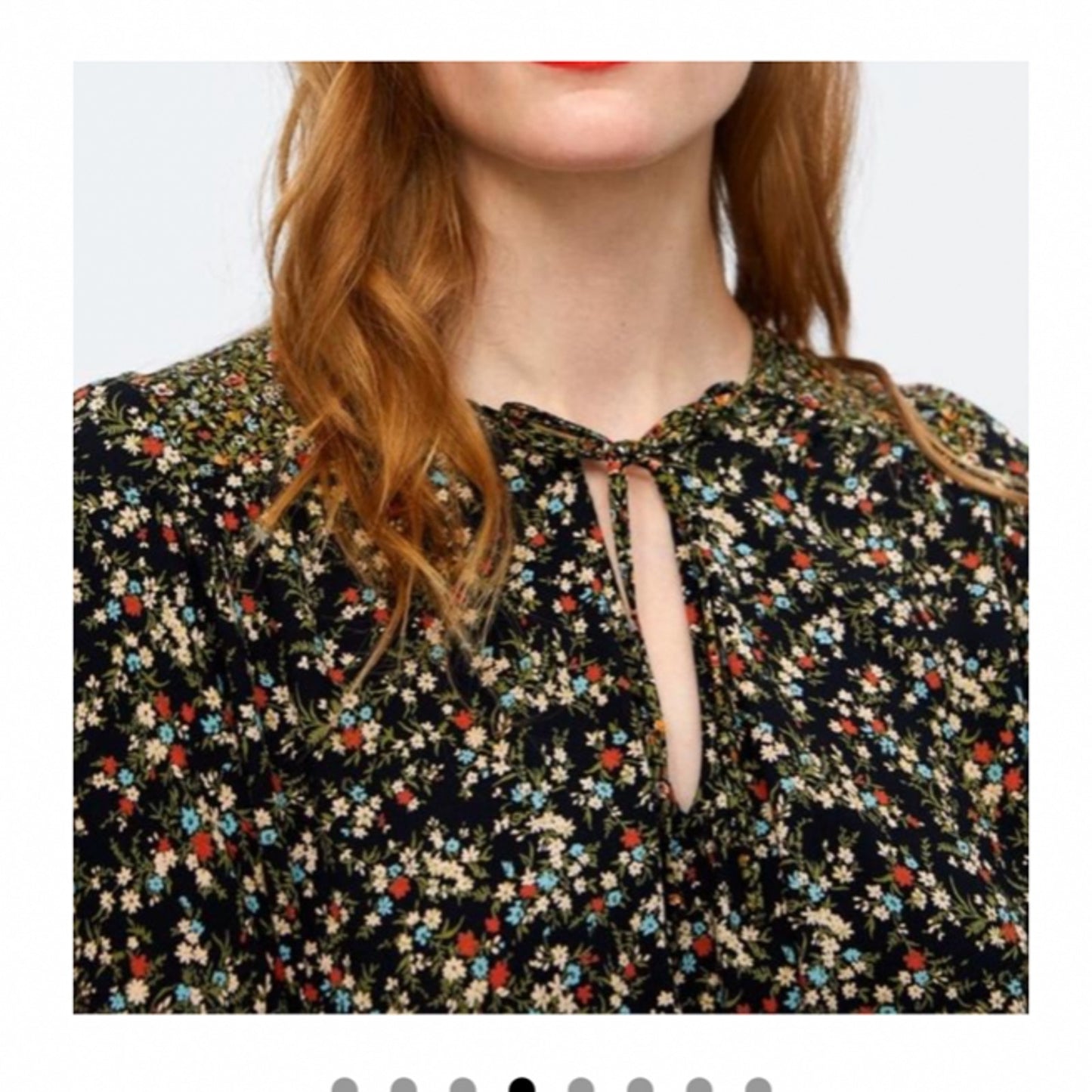 Zara Peasant Boho Black Multi Floral Tiered Ruffle Mini Sundress Tie Front Small