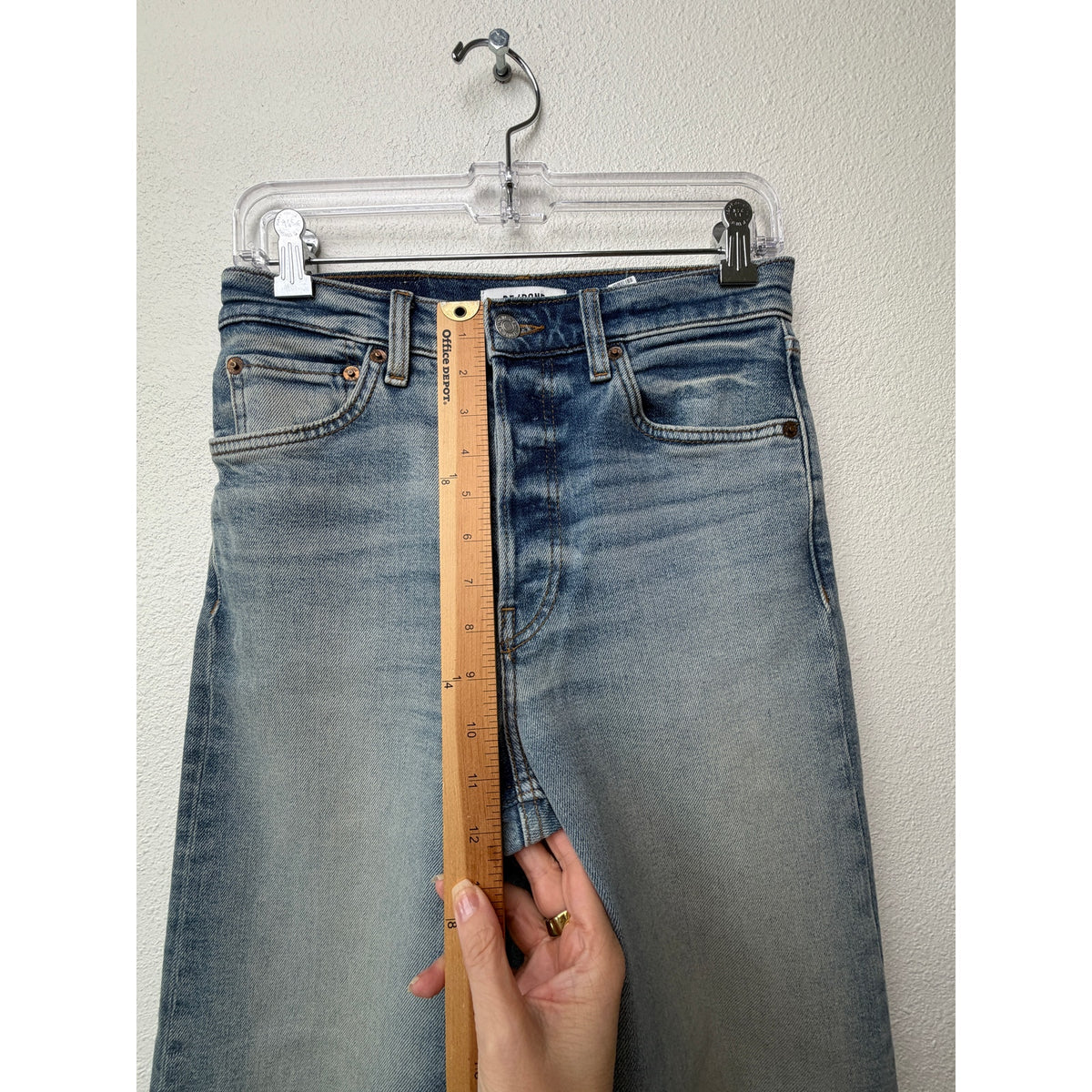 RE/DONE Blue High Rise Wide Leg Crop Jeans Women's 26