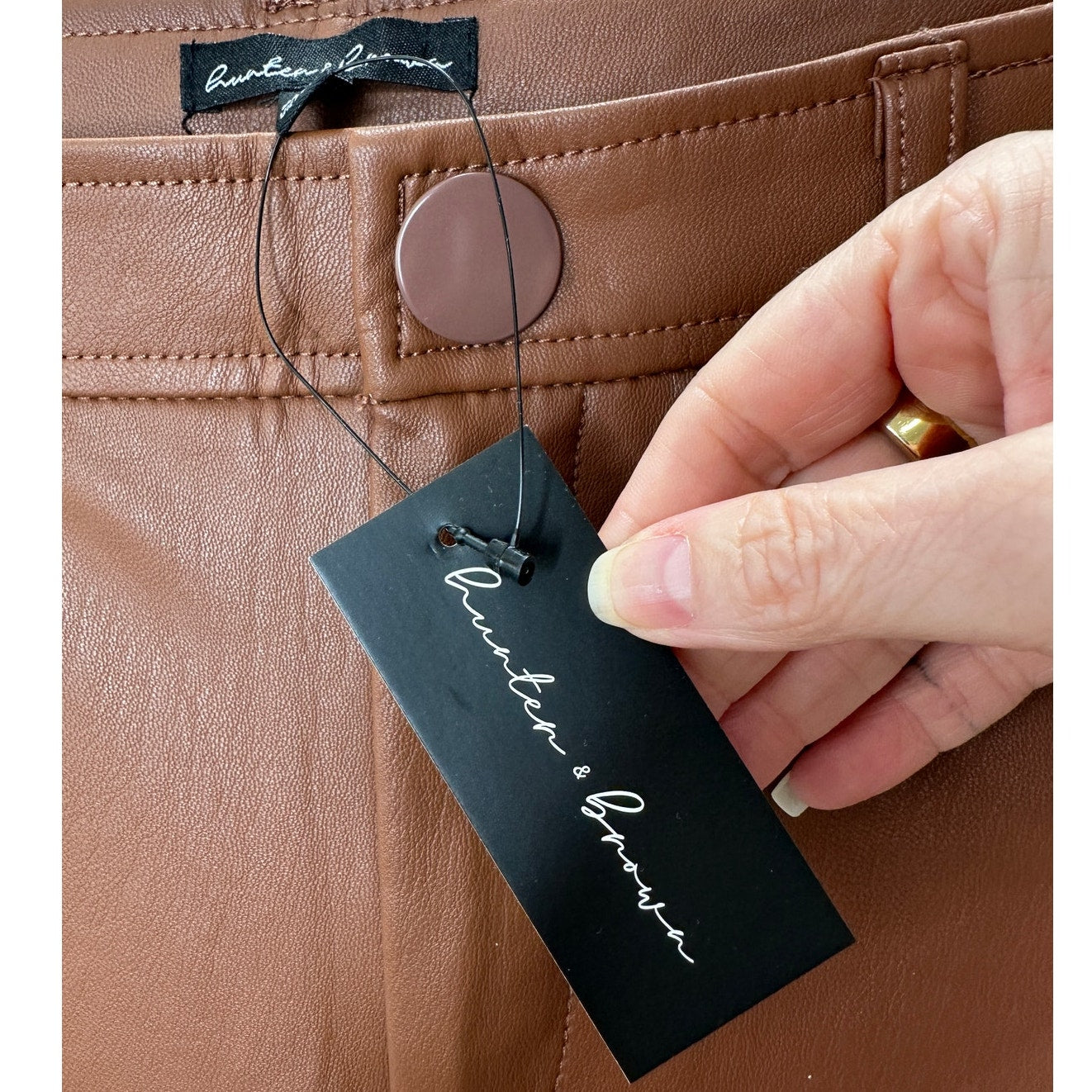 NWT Hunter & Brown Chocolate Faux Leather High Waist Skinny Pant S