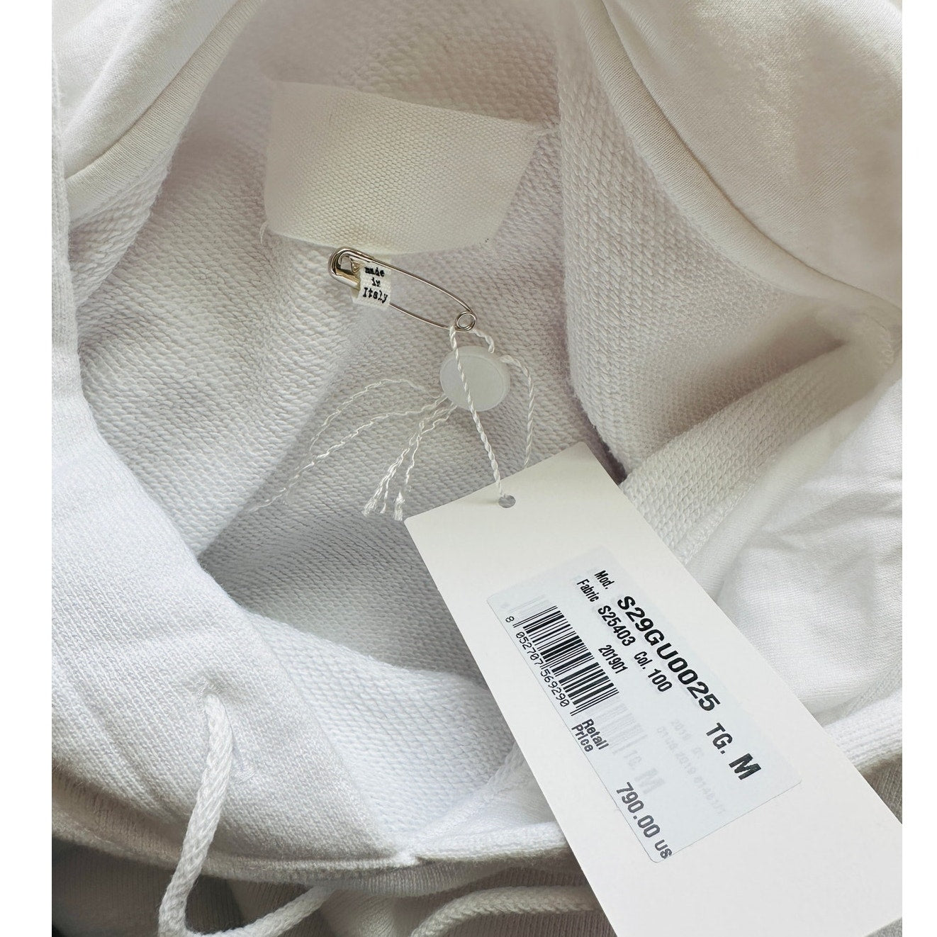 NWT Maison Margiela White Open Sleeve Raw Hem Cotton Hoodie M