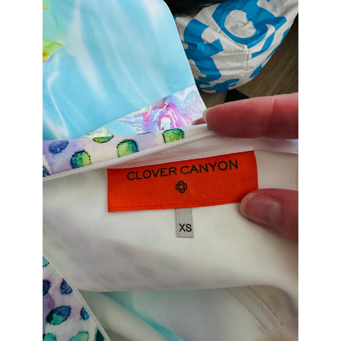 Clover Canyon Pool Flower Neoprene MultiColor Aqua Bodycon Dress XS