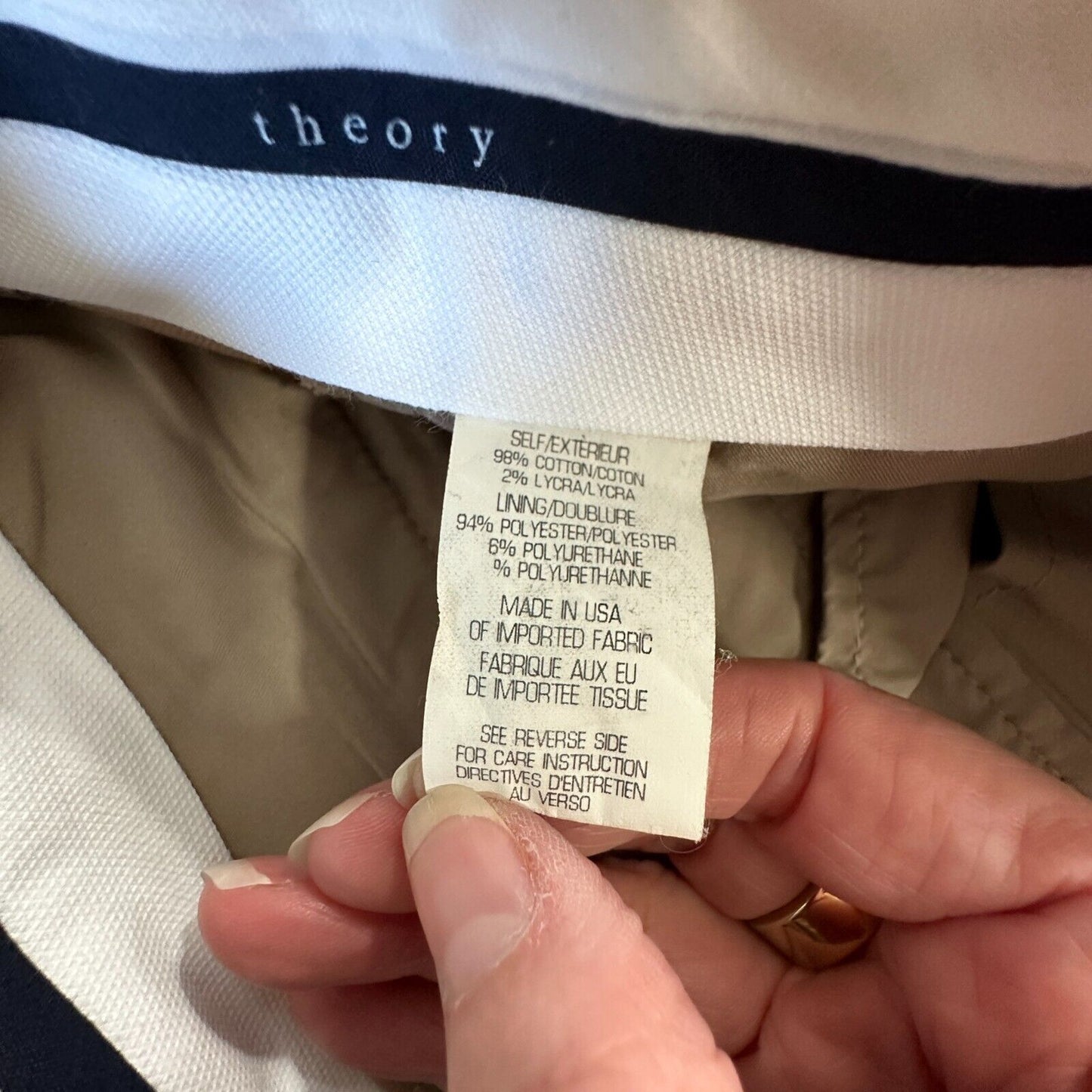 Theory Izelle S Cropped Pants Tan Camel Khaki Ankle Trousers Size 8