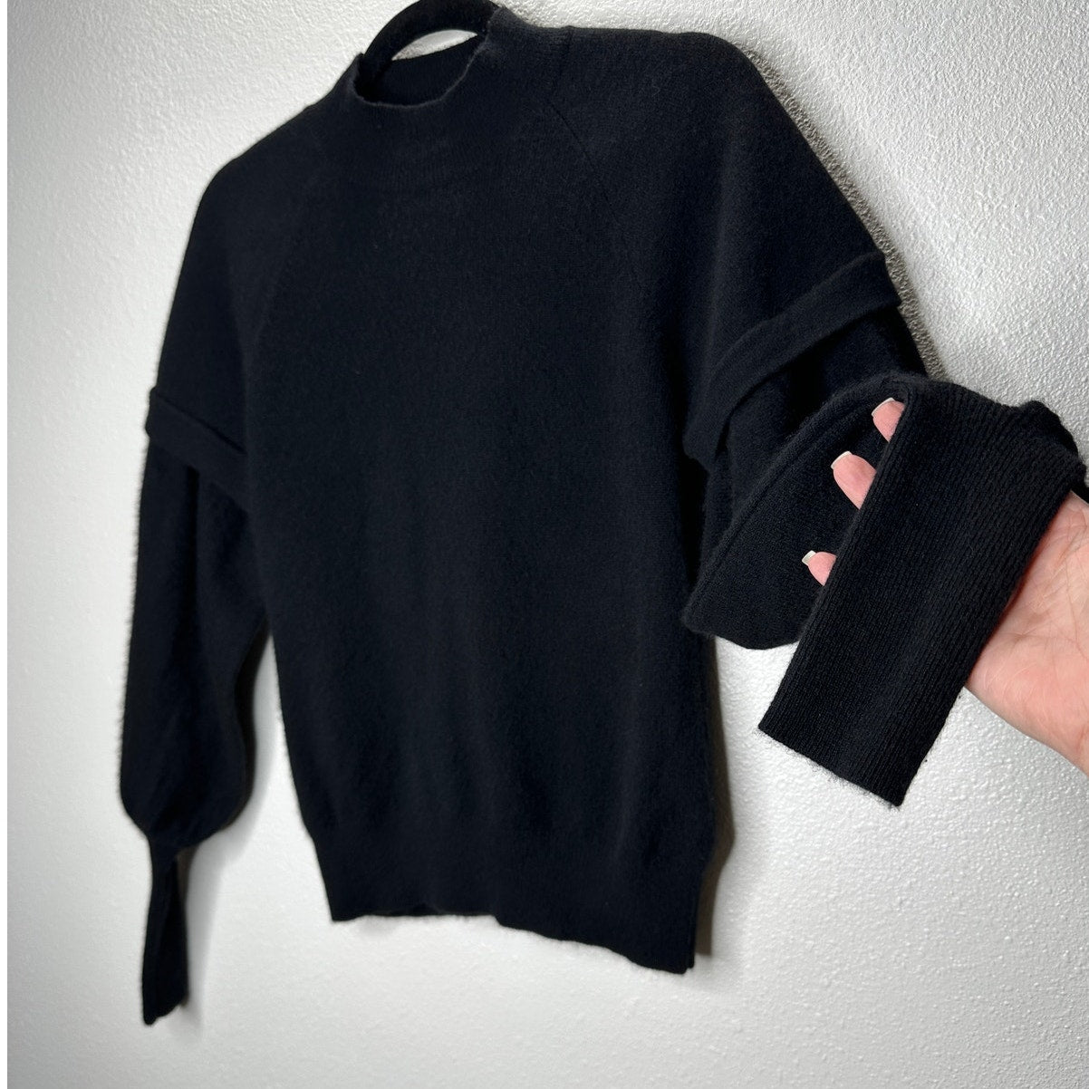 Jonathan Simkhai Black Mackenzie Mock Neck Cashmere Sweater