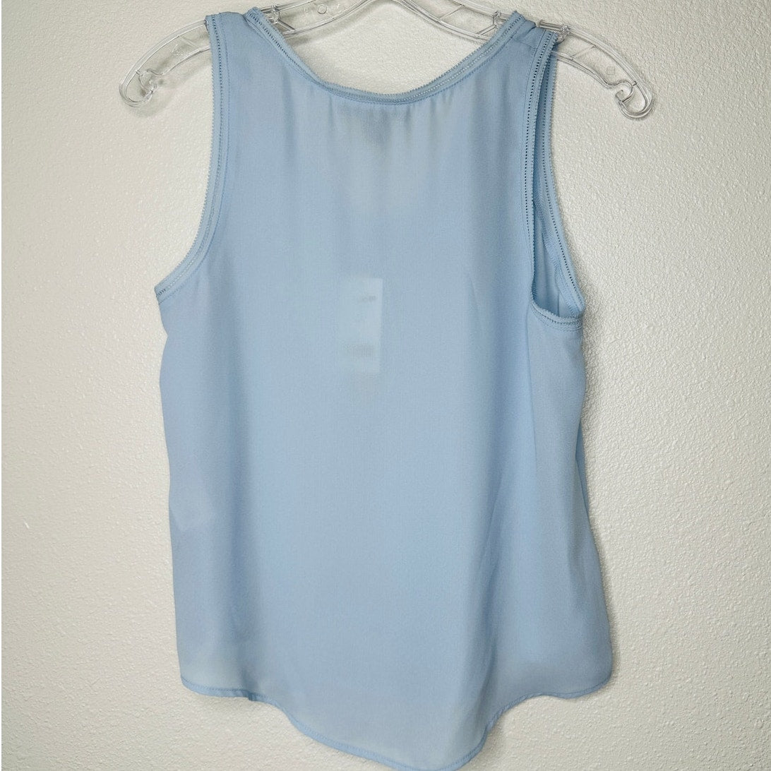 NWT Banana Republic Light Blue Picot Trim Semi Sheer Tank Top XSP