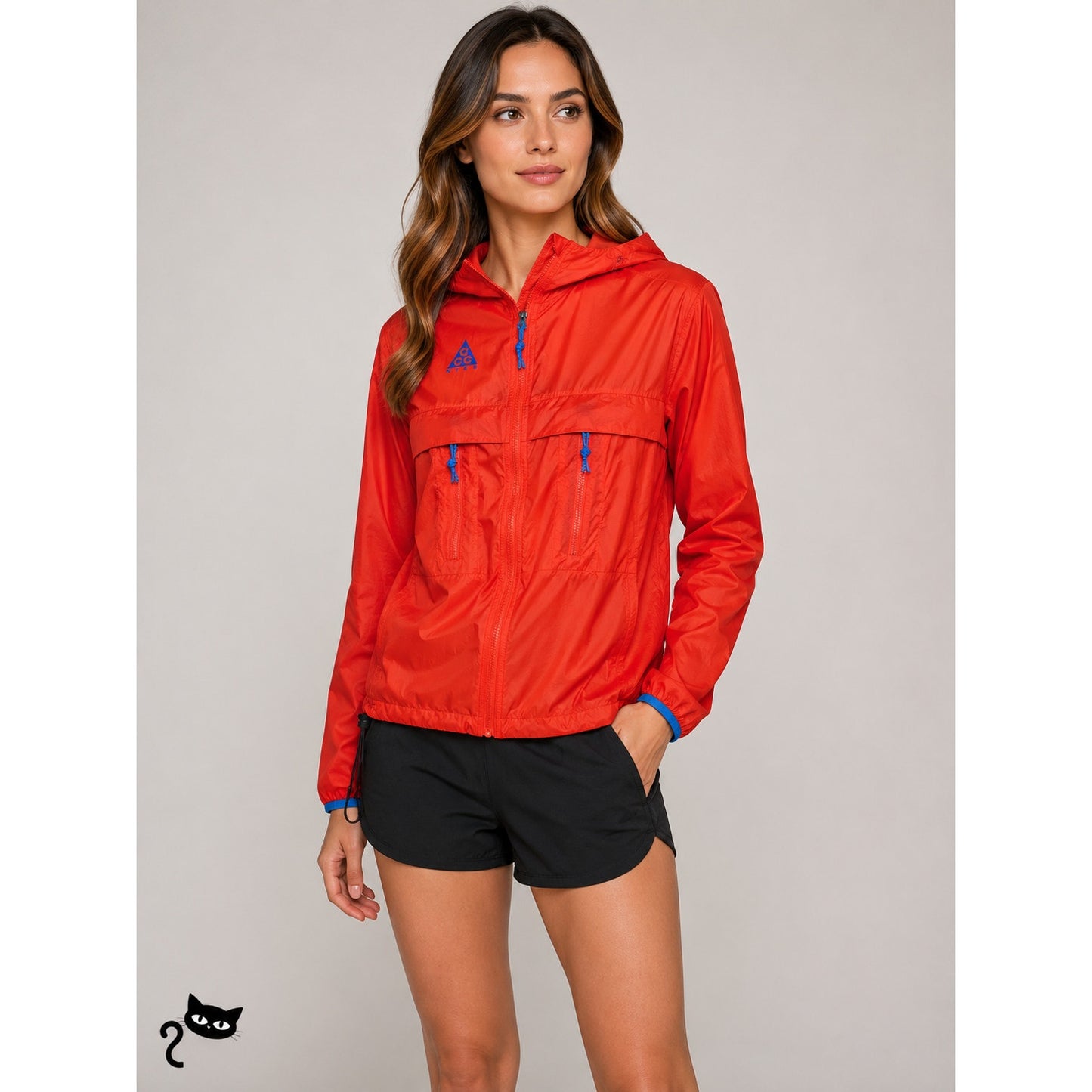 Nike ACG Habanero Red Hooded Windbreaker Jacket Women’s S Zip-Up
