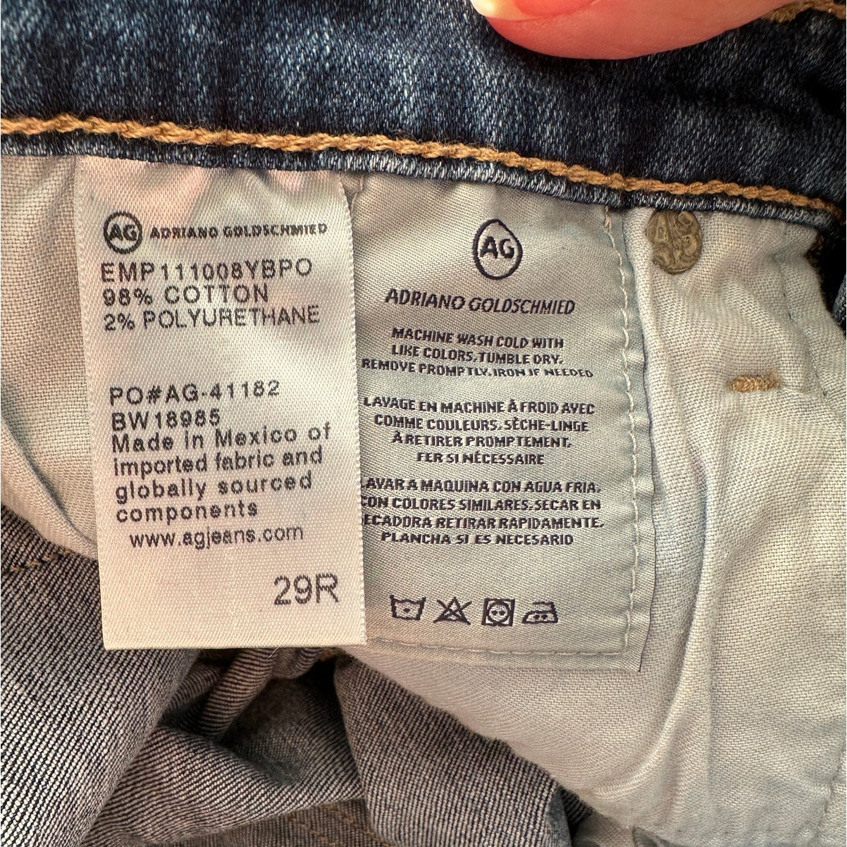 AG women’s The Stilt cigarette leg jeans medium wash US 29 raw hem