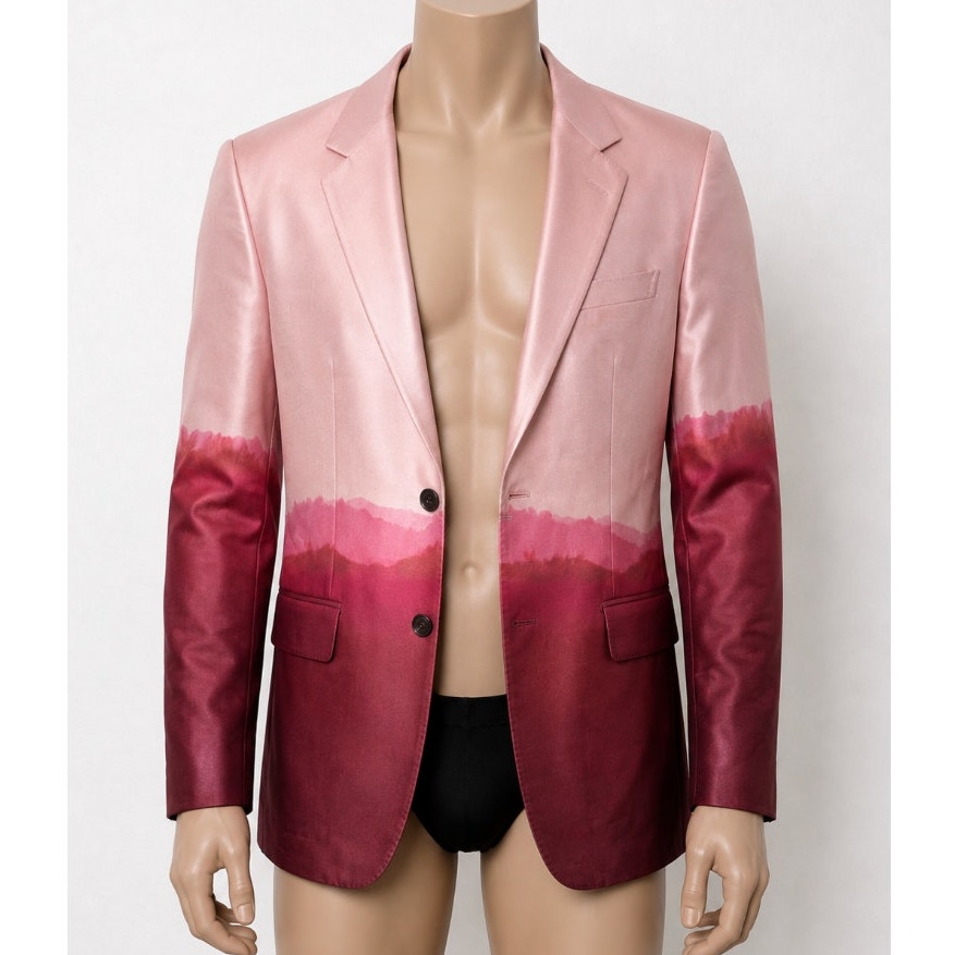 Alexander McQueen Pink Dip Dye 2-Button Silk Wool Blend Blazer Jacket 50
