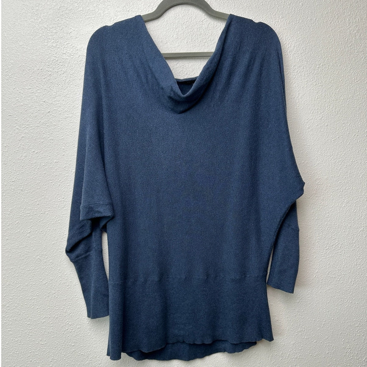 Eileen Fisher Sweater Blue M Cowl Neck Cashmere Blend