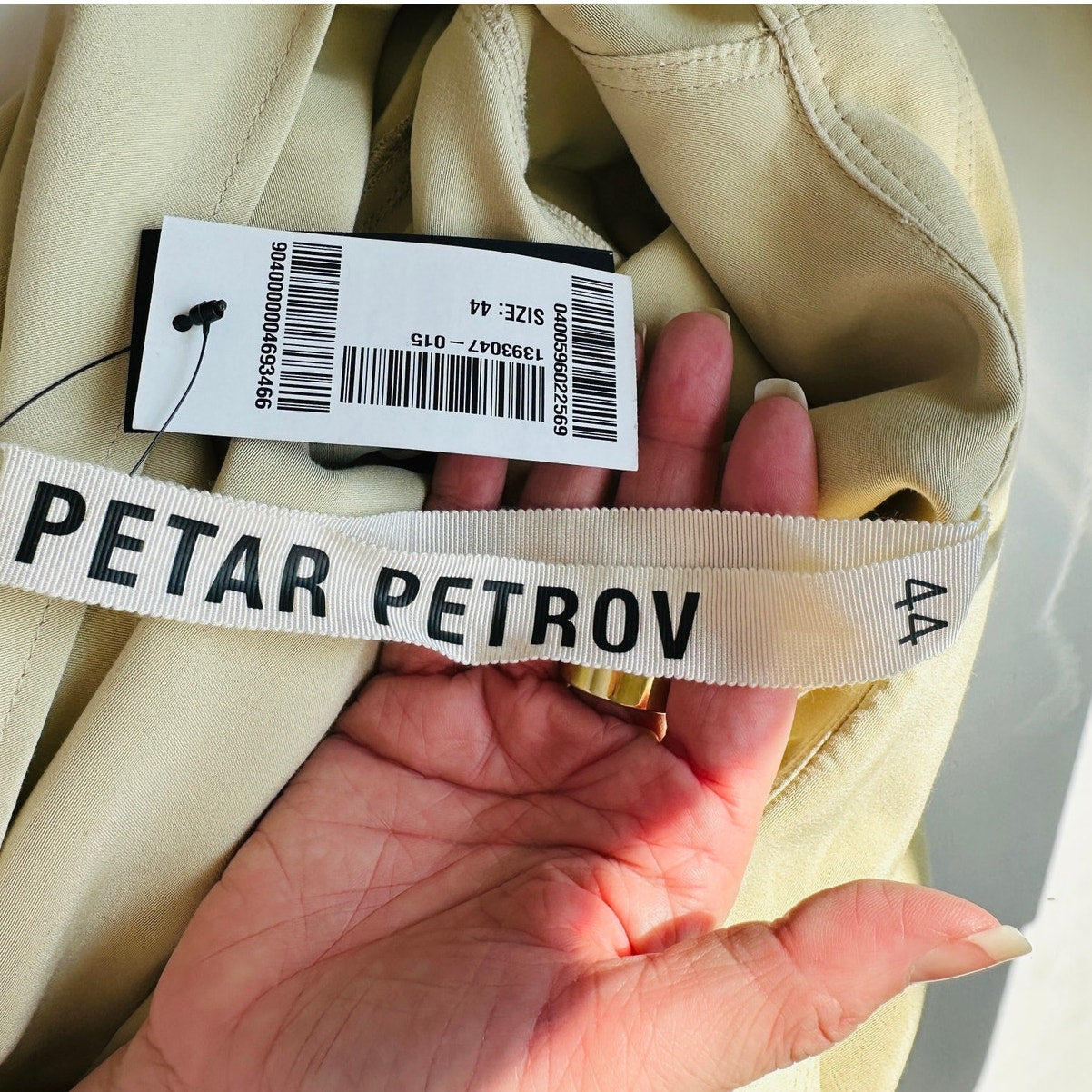 NWT Petar Petrov Lami Silk Blend Collared Draped Pleat Long Sleeve Blouse 44 / L