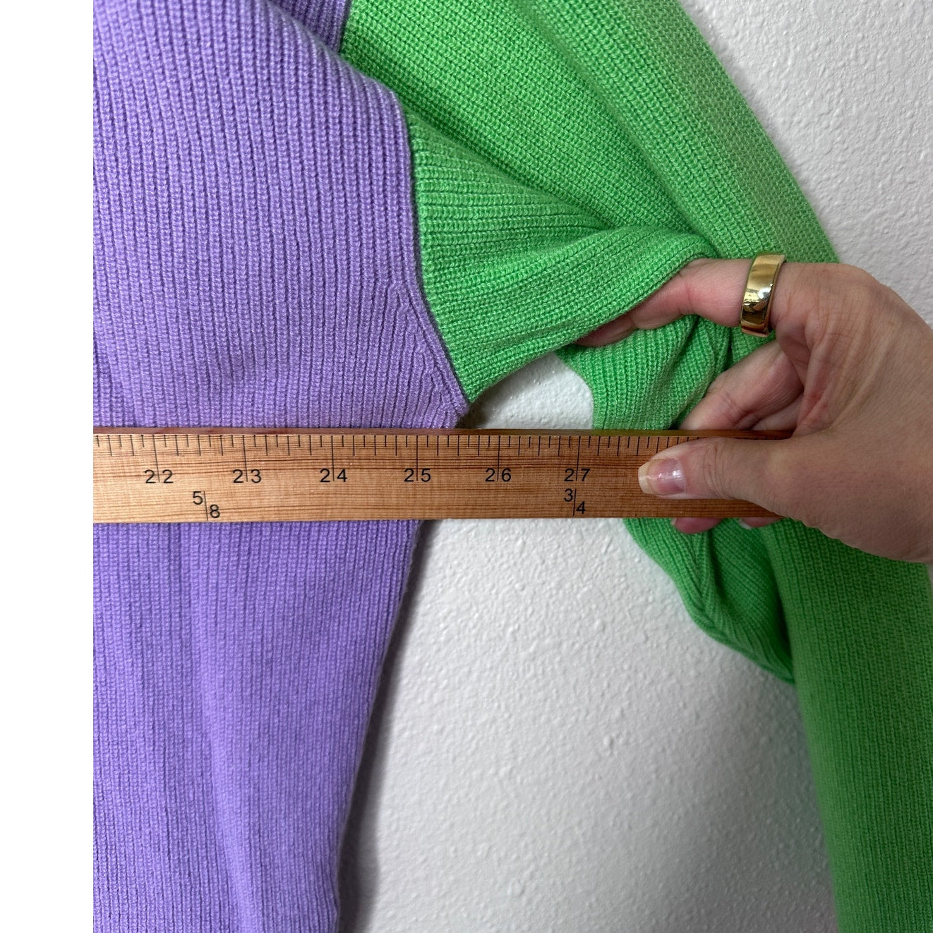 Versace Colorblock Cashmere V-Neck Sweater Purple/Green Women’s S IT38