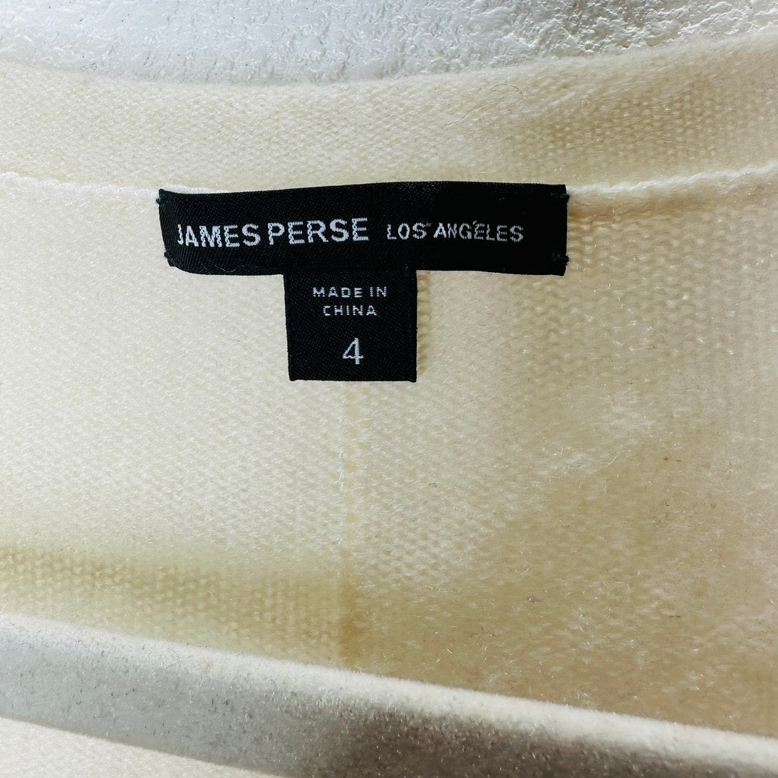James Perse Cream Long Sleeve Scoop V Neck Cashmere Sweater 4 / XL
