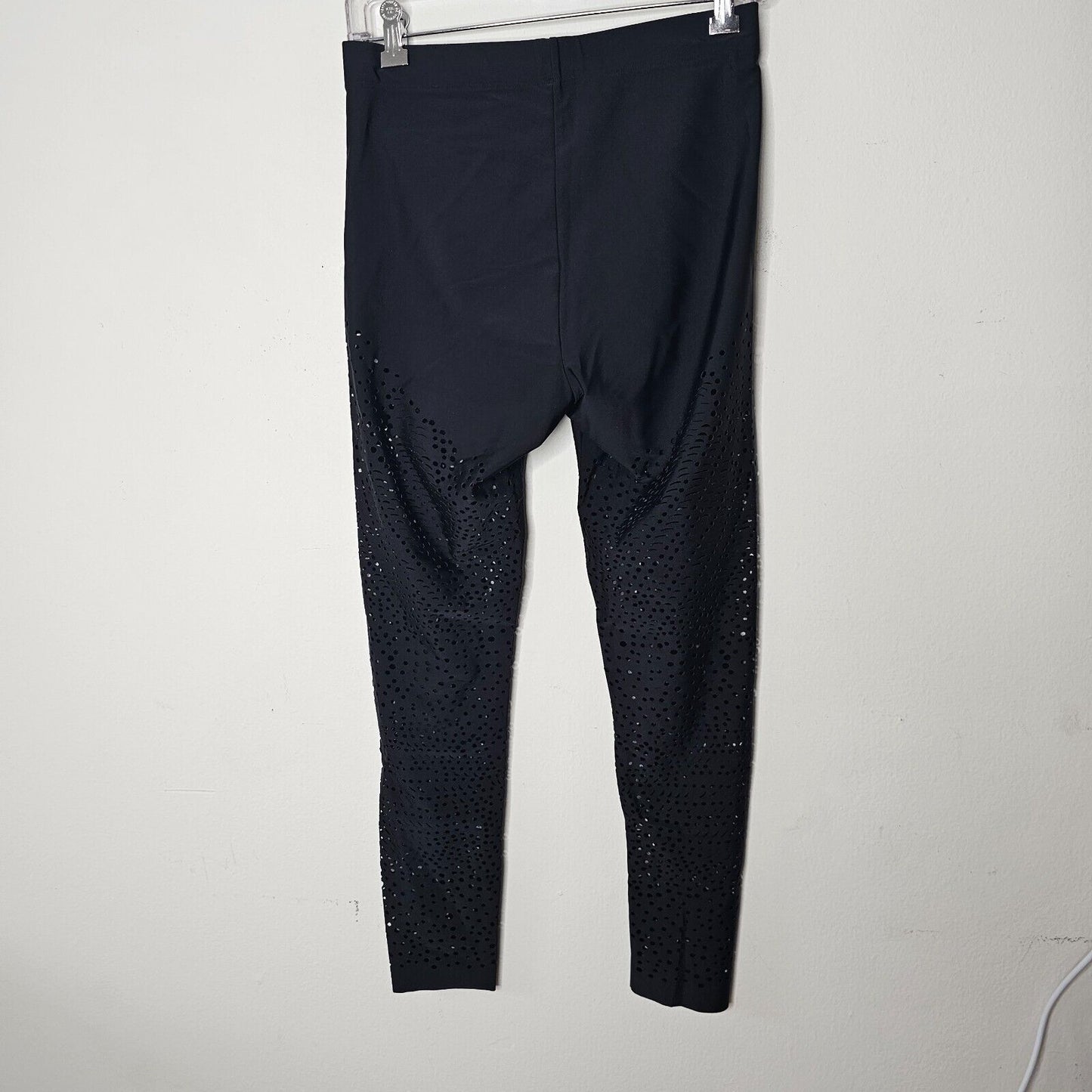 Willow Jet Black Laser Cut Design High Waist Stretch Legging Pants Medium