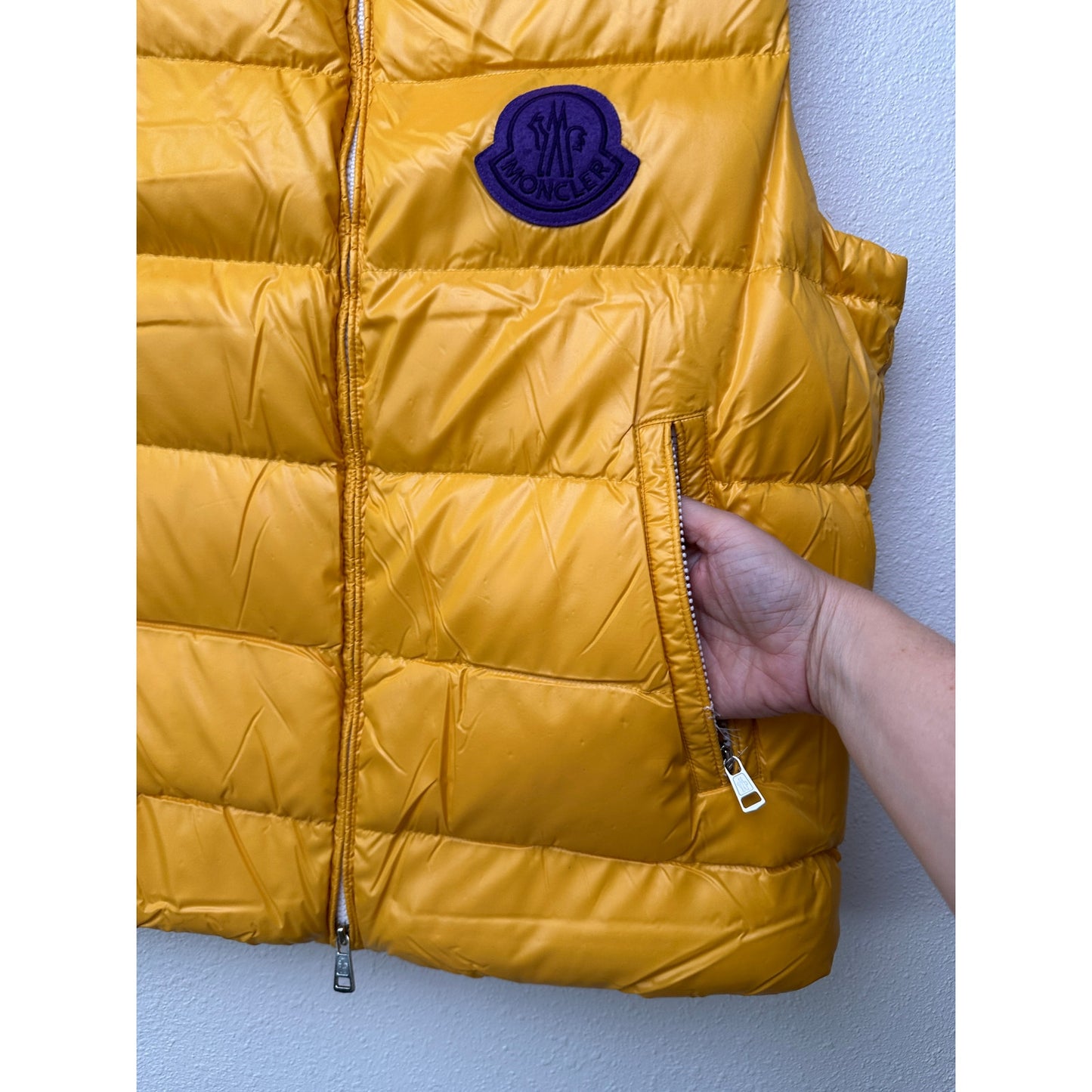 Moncler 1952 Park Down Puffer Vest Yellow Men Size 3 Zip Front