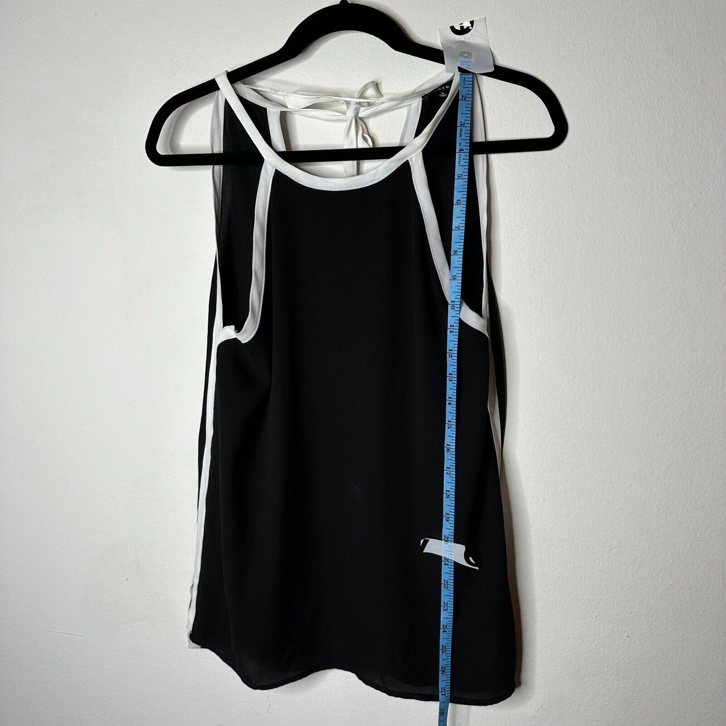 FATE Black & White Lined Stripe Tie Side Back Flowy Halter Blouse Top Small