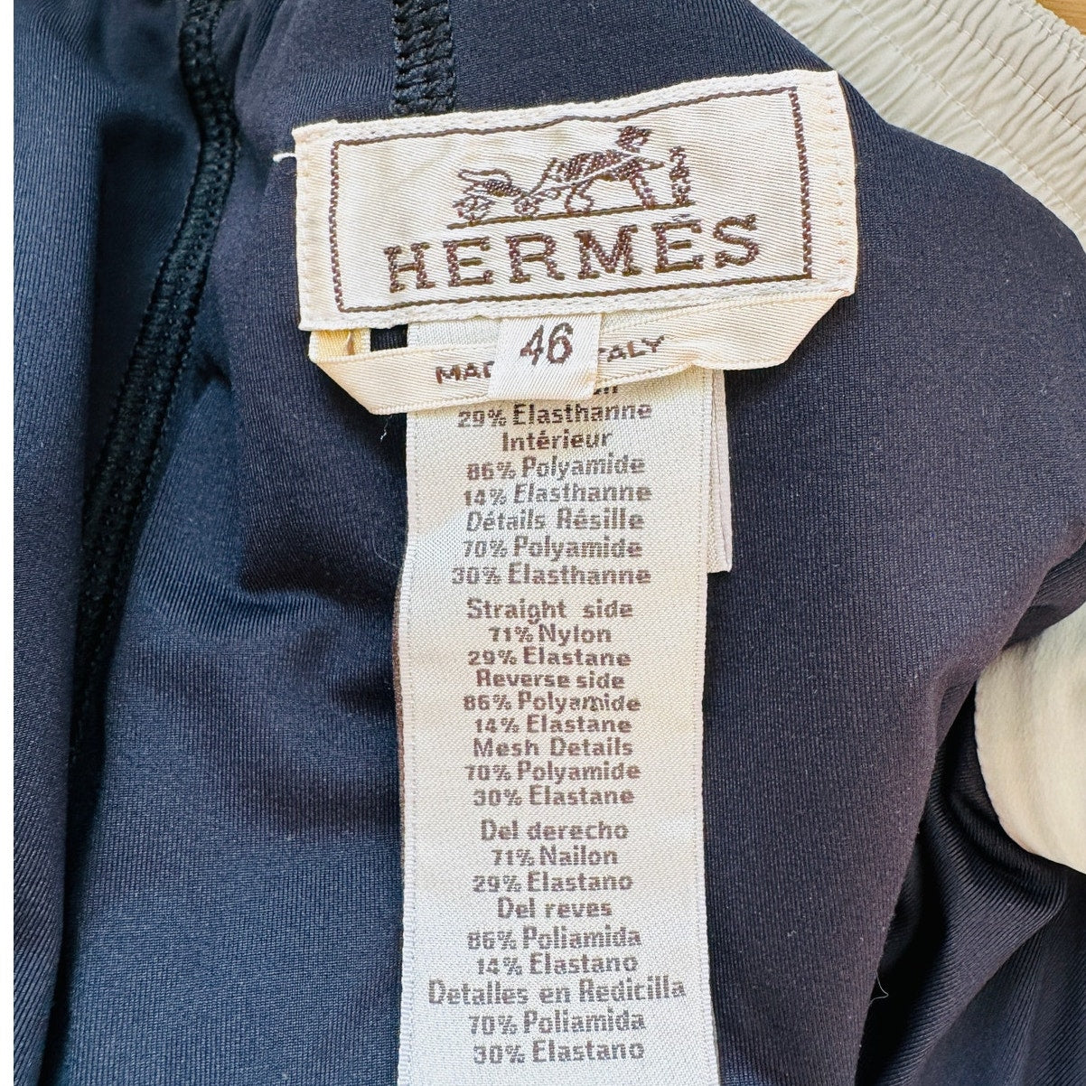 Hermes Mens Gray Drawstring Waist Zip Pocket Swim Trunks
