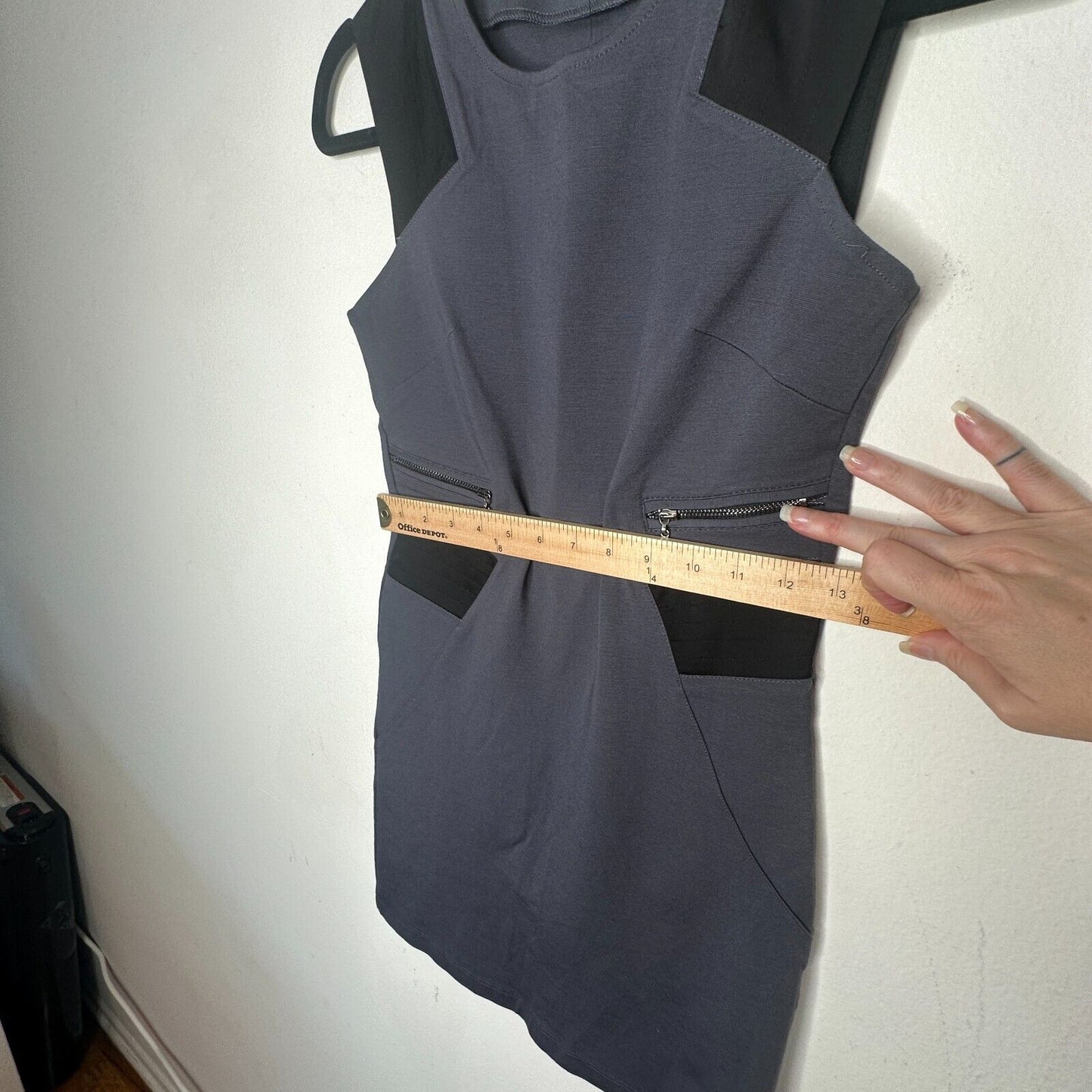 NWT Lime Black Blue Sleeveless Thick Bodycon Mini Dress Colorblock Zipper Small