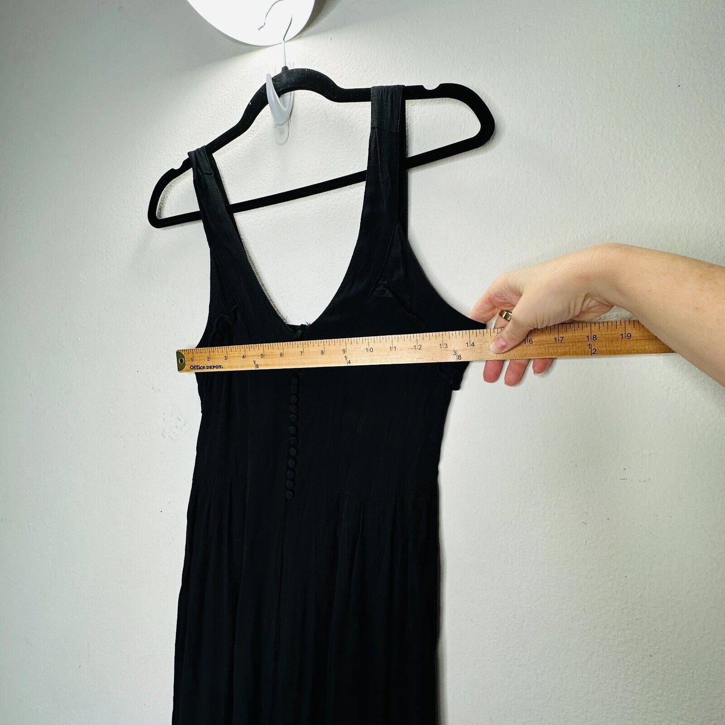 Taylor & Sage Black Semi-Sheer V Neck Button & Loop Front Wide Leg Jumpsuit S