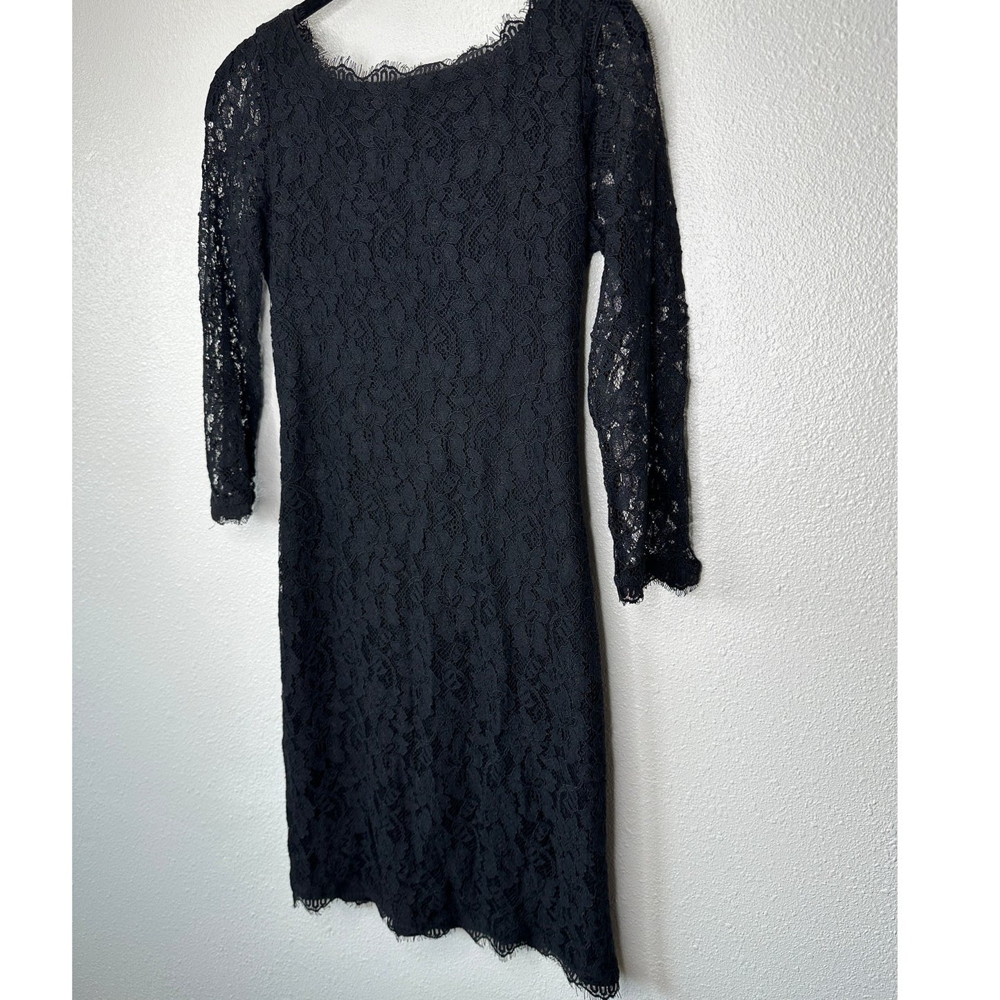 Diane von Furstenberg Black Zarita Stretch Lace Shift Dress 4