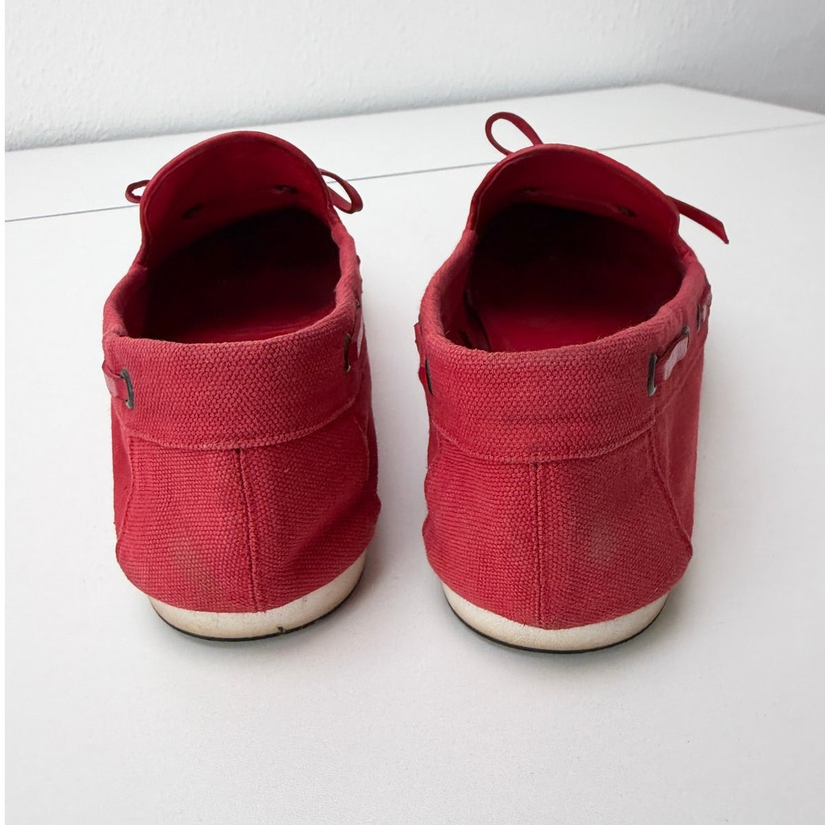 Hermès Red Canvas Boat Shoes Men's EU 43.5