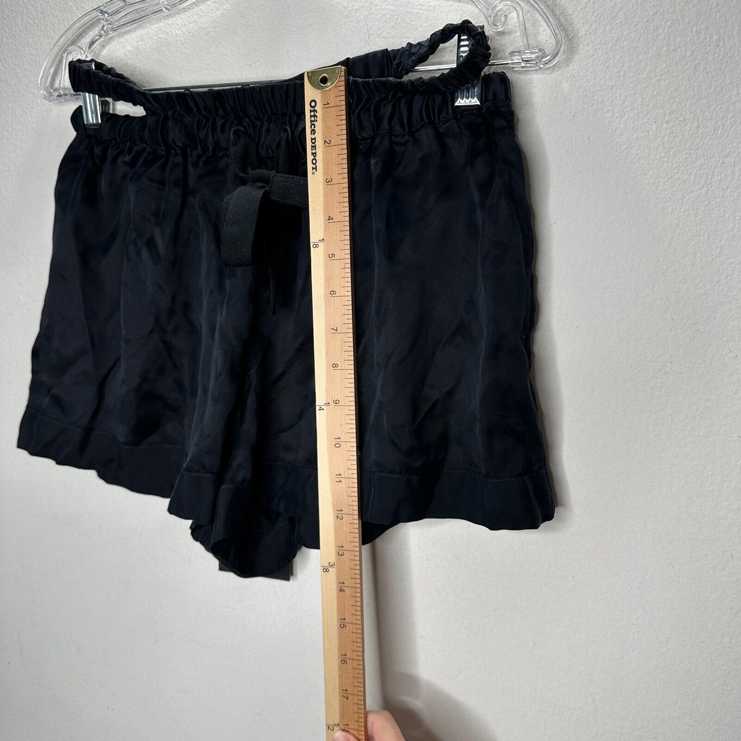 NWT PRFCT NMBR Black Satin Open Side Waistband Drawstring Shorts M