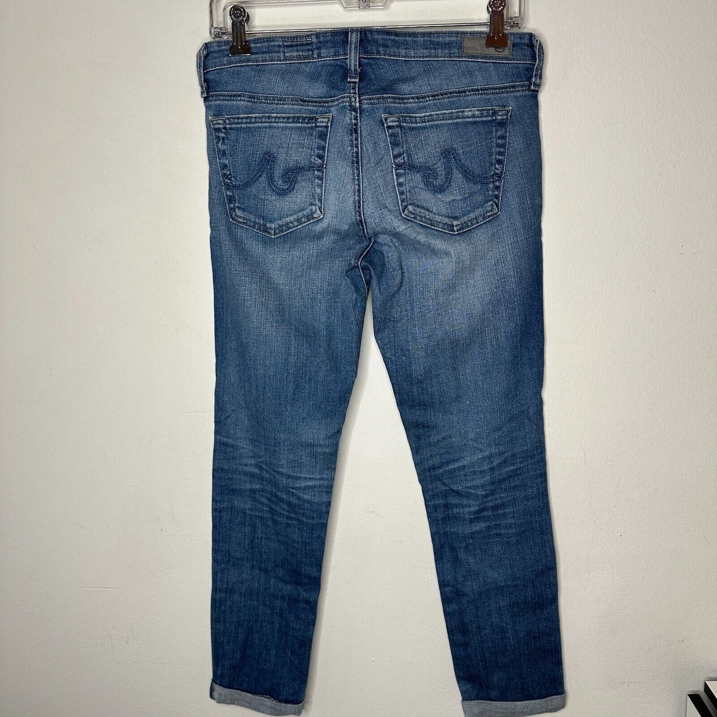 Ag Adriano Goldschmeid Distressed Med Wash The Stilt Cigarette Roll Up Jeans 27