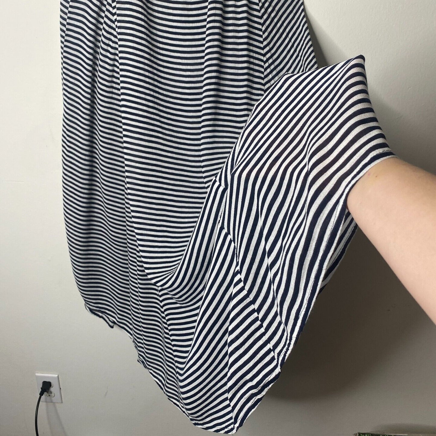 Mudpie Navy & White Thin Striped Flowy Sleeveless Stretch Tank Shift Dress S