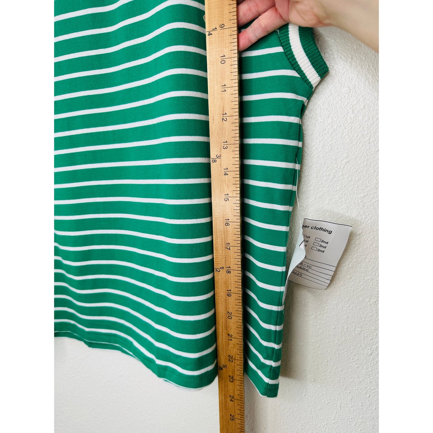Flying Tomato Sample Driftwood Daydreams Green & White Stripe Knit Top S