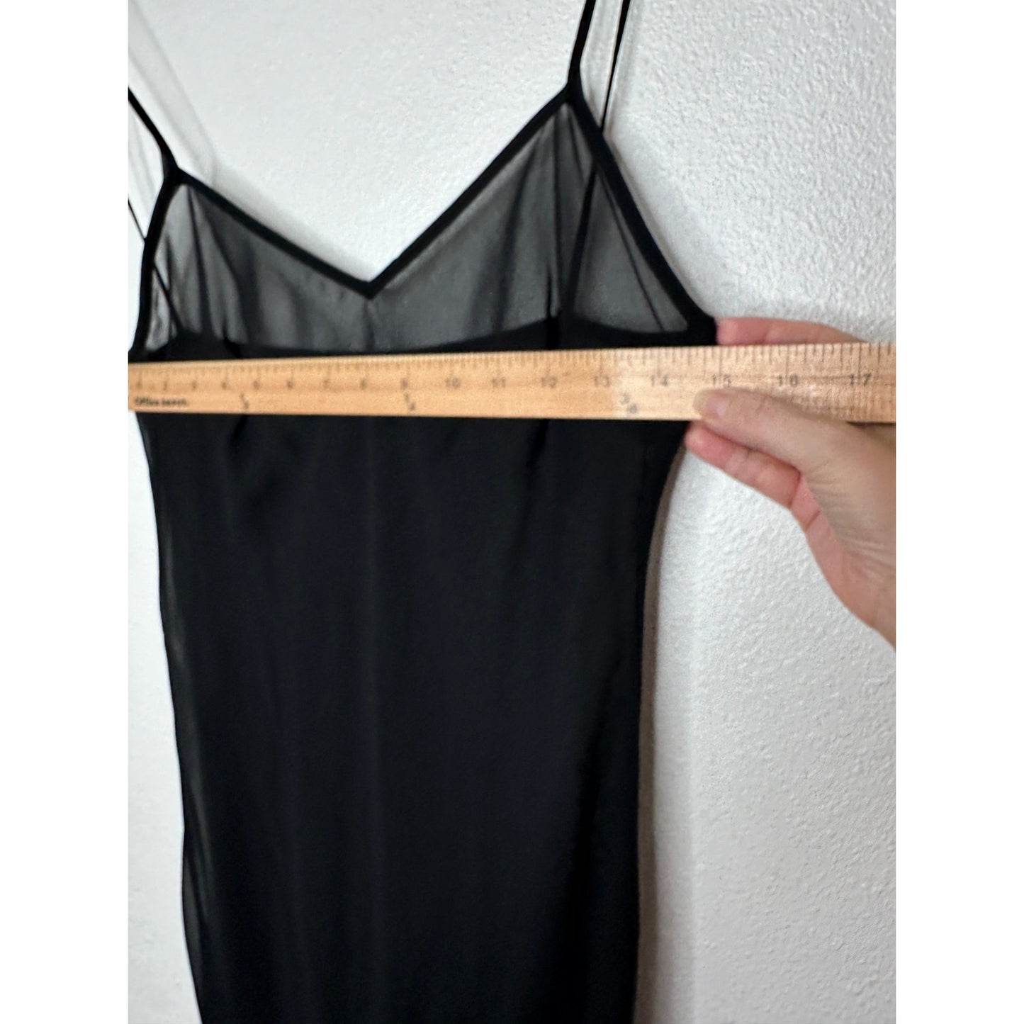 Zara Black Sheer V-Neck Spaghetti Strap Slip Mini Dress S