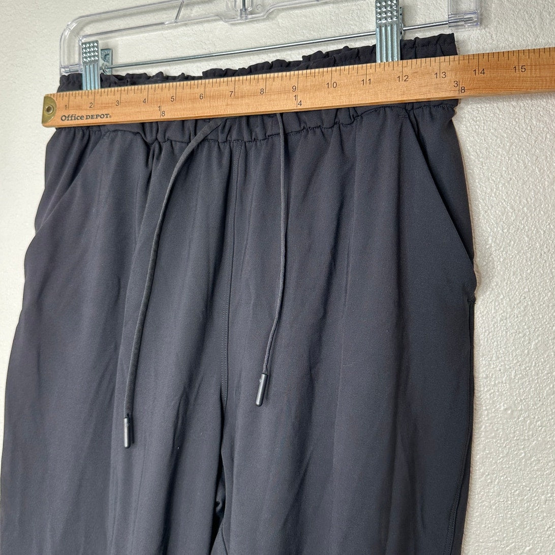 Lululemon Black Stretch High Rise Jogger Drawstring Waist Banded Hem 6