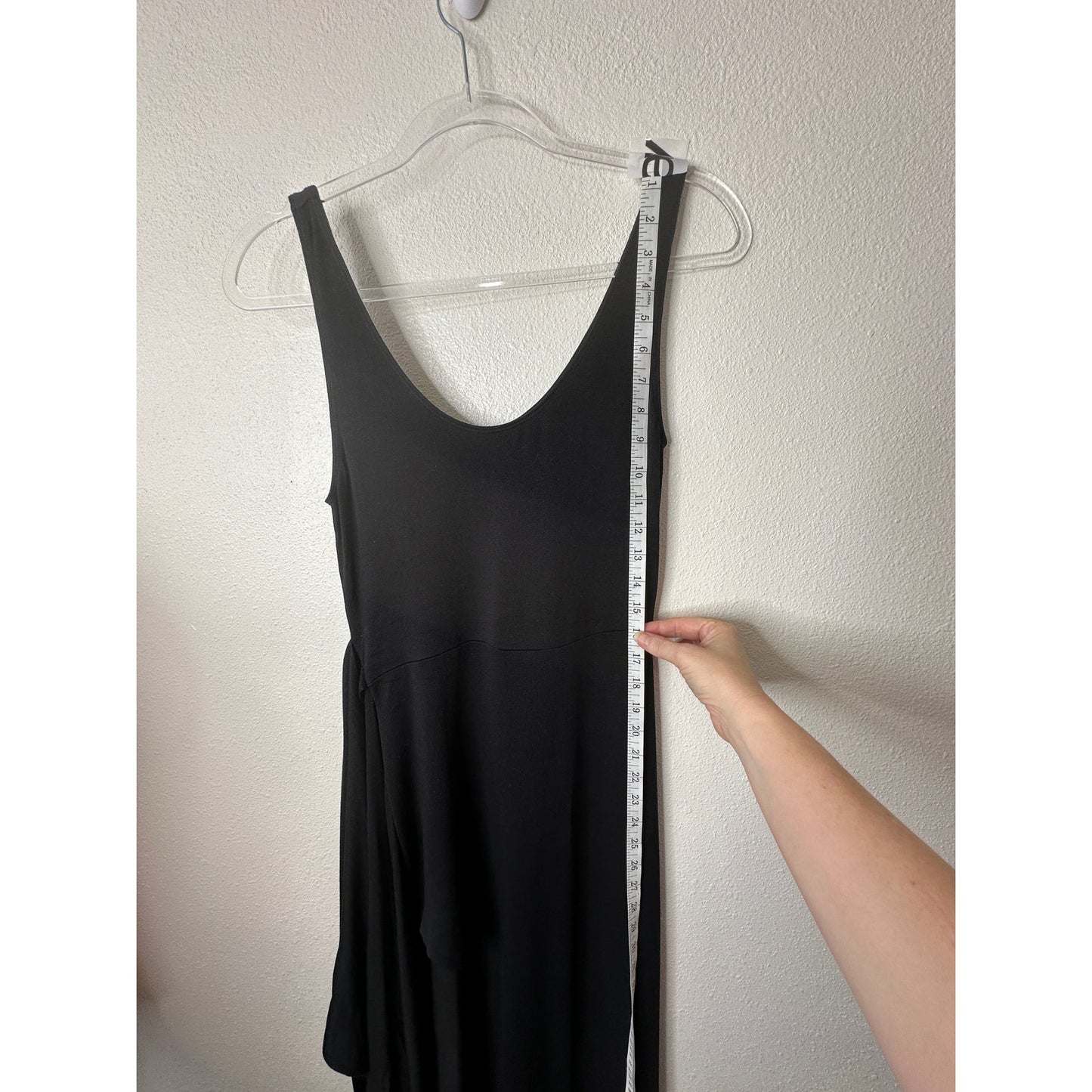 Vince Black Faux Wrap Tank Midi Dress XS Sleeveless Stretch Jersey