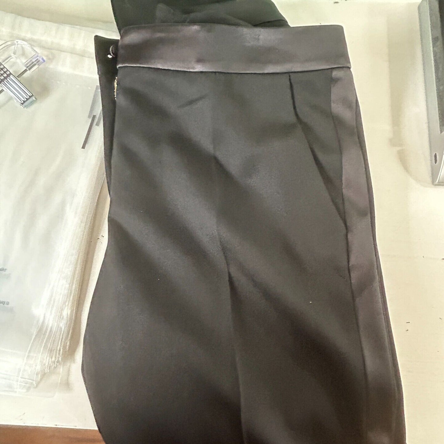 Yves Saint Laurent Black Edition Soir Straight Leg Crease Tuxedo Pant 40 / 6