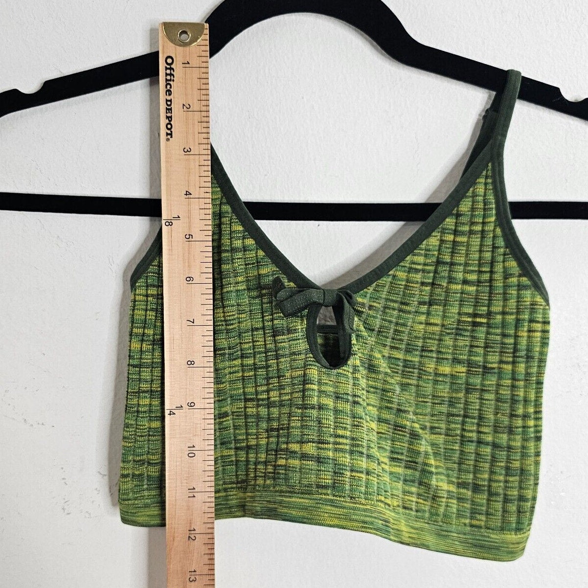 Colsie Green and Yellow Ribbed Stripe Keyhole Spaghetti Strap Bralette Medium