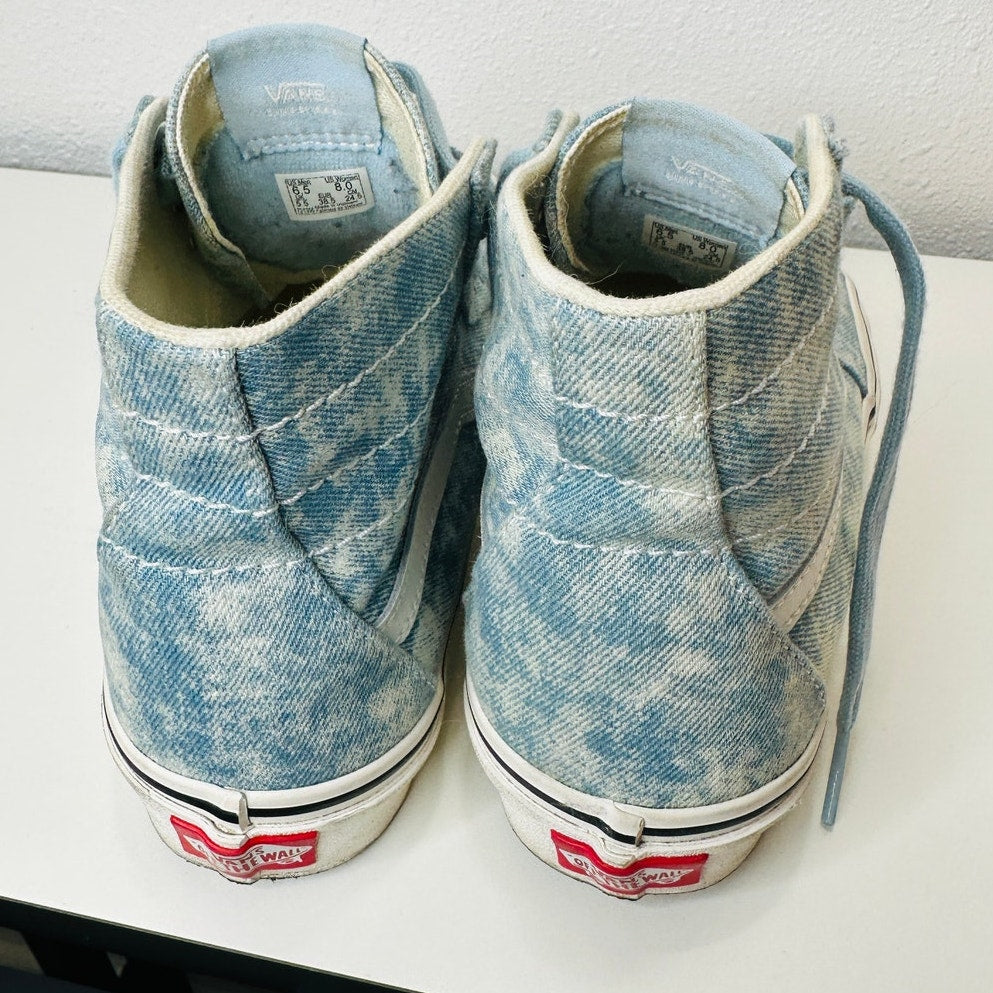 Vans Washed Blue White Sk8-Hi Taper Denim Winter Sky Skate Shoes 8