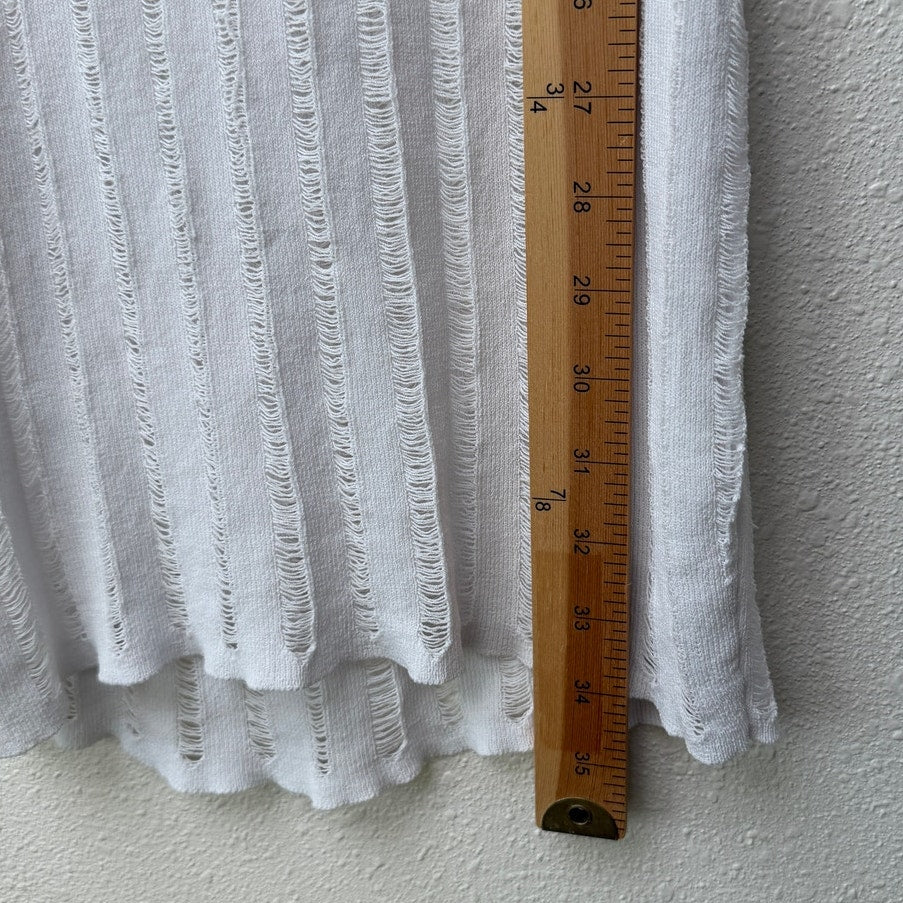 Superdown White Distressed Stripe Knit Sleeveless Cover Up Dress XS