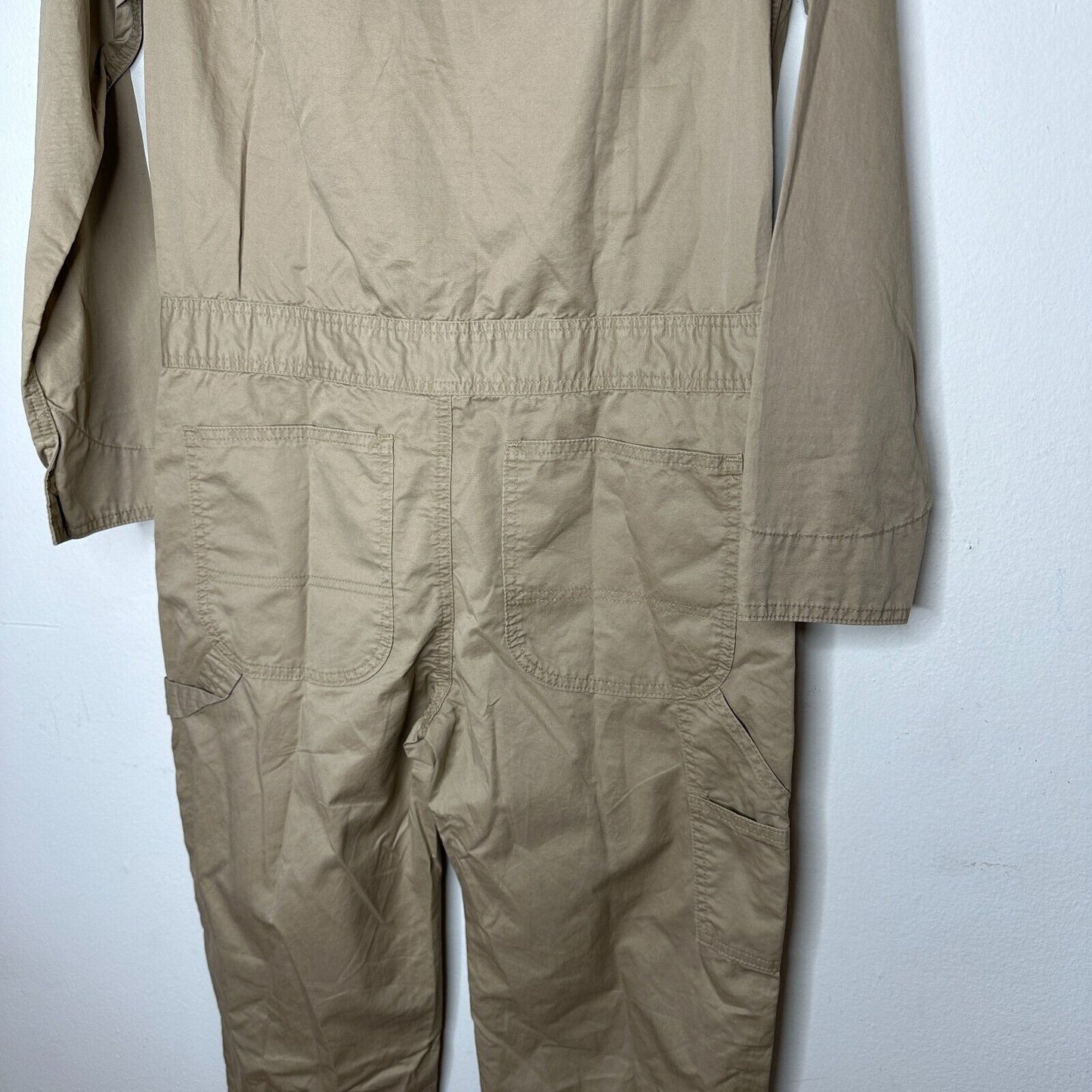 NWT Civilianaire Tan Khaki Zip-Front Long Sleeve Utility Pockets Jumpsuit XS