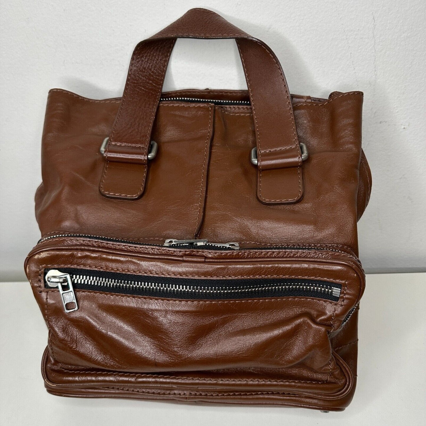 Chloe Betty Handbag and Coin Purse Lux Brown Calfskin Leather Silver Hardware