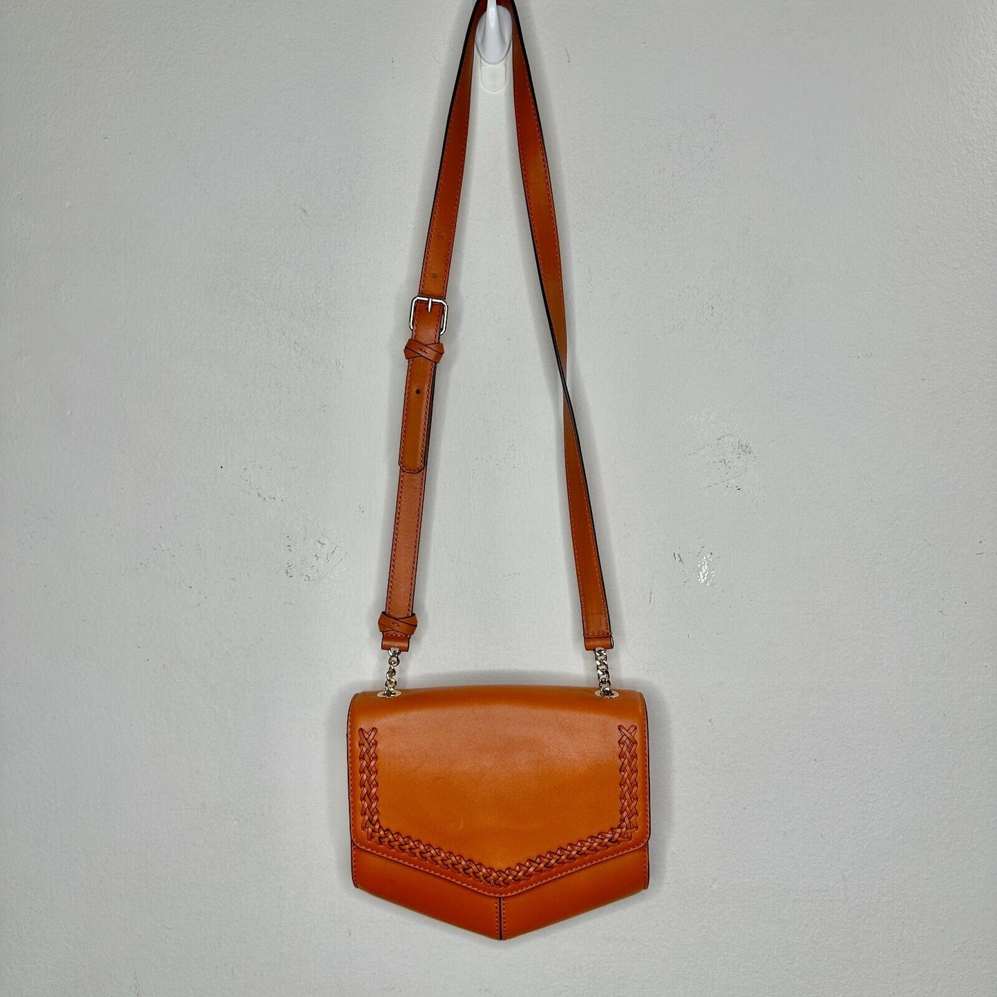 NWOT Sandro Camel Leather Crossbody Bag Lou MM Curcuma Adjustable Strap Purse