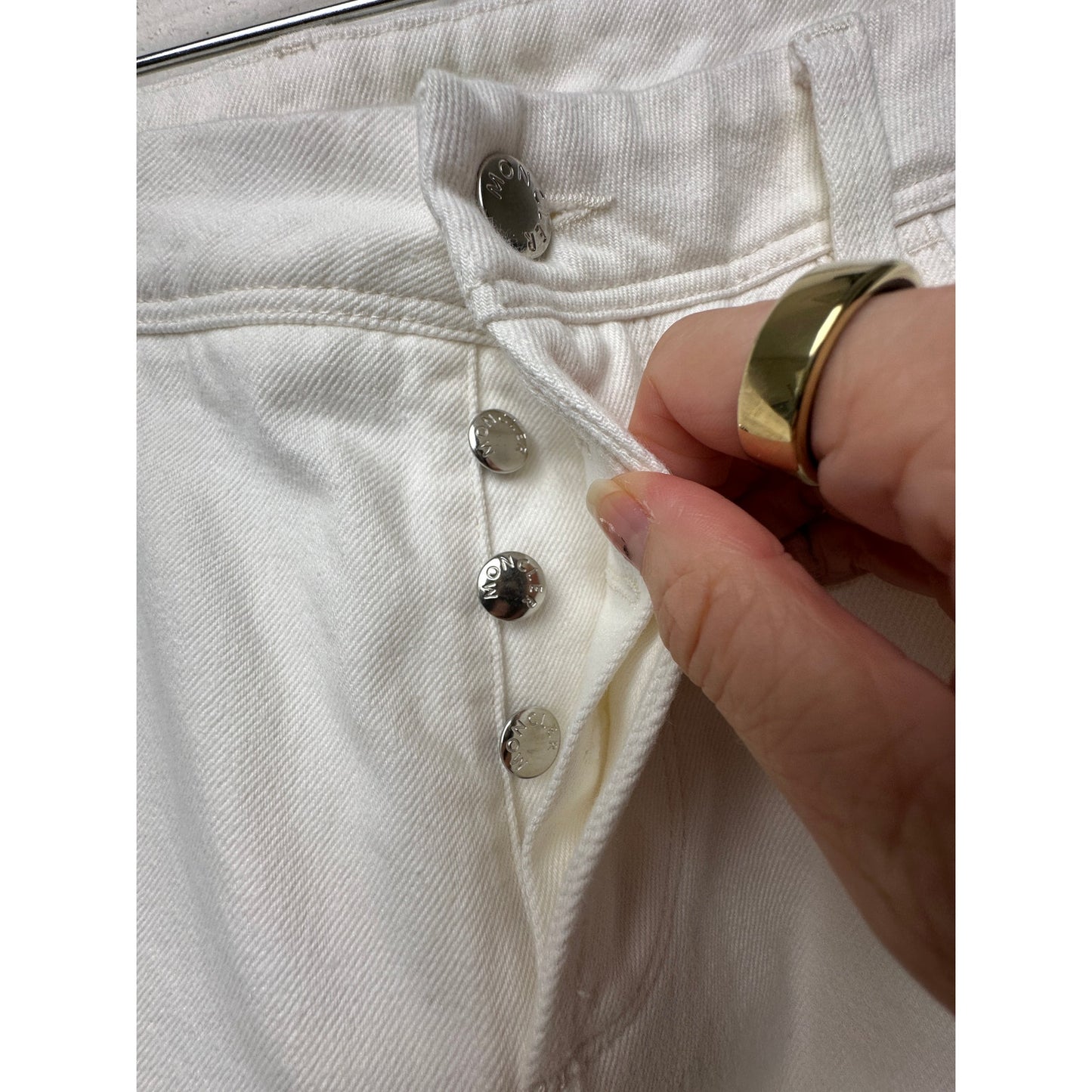 Moncler Men's Slim Fit Ivory White Jeans 5-Pocket Denim Sz36