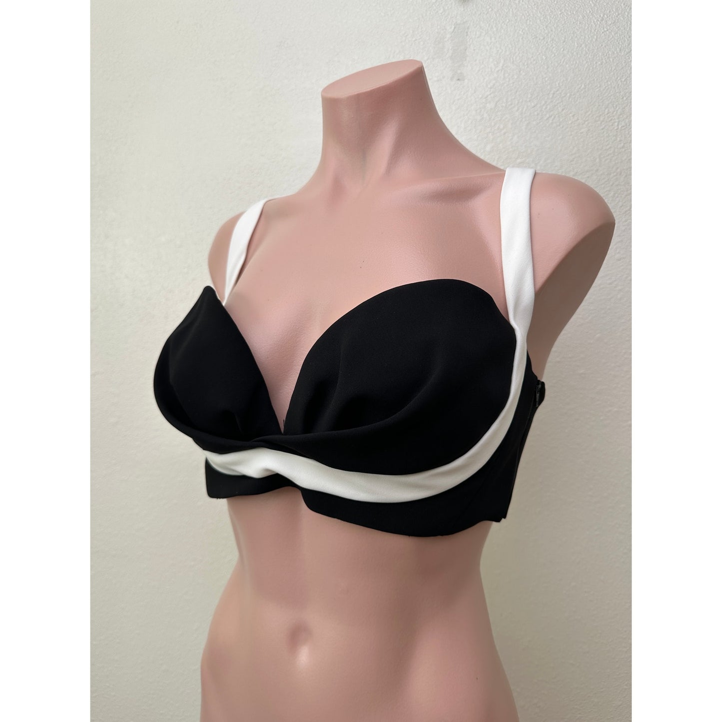 Mônot Black White Contrast Bustier Bra Crop Top Women’s Size 6