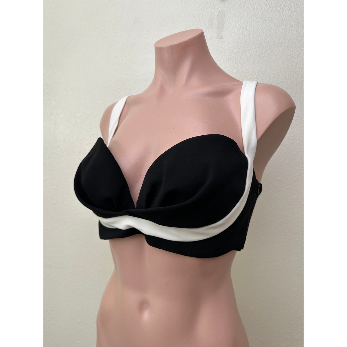 Mônot Black White Contrast Bustier Bra Crop Top Women’s Size 6