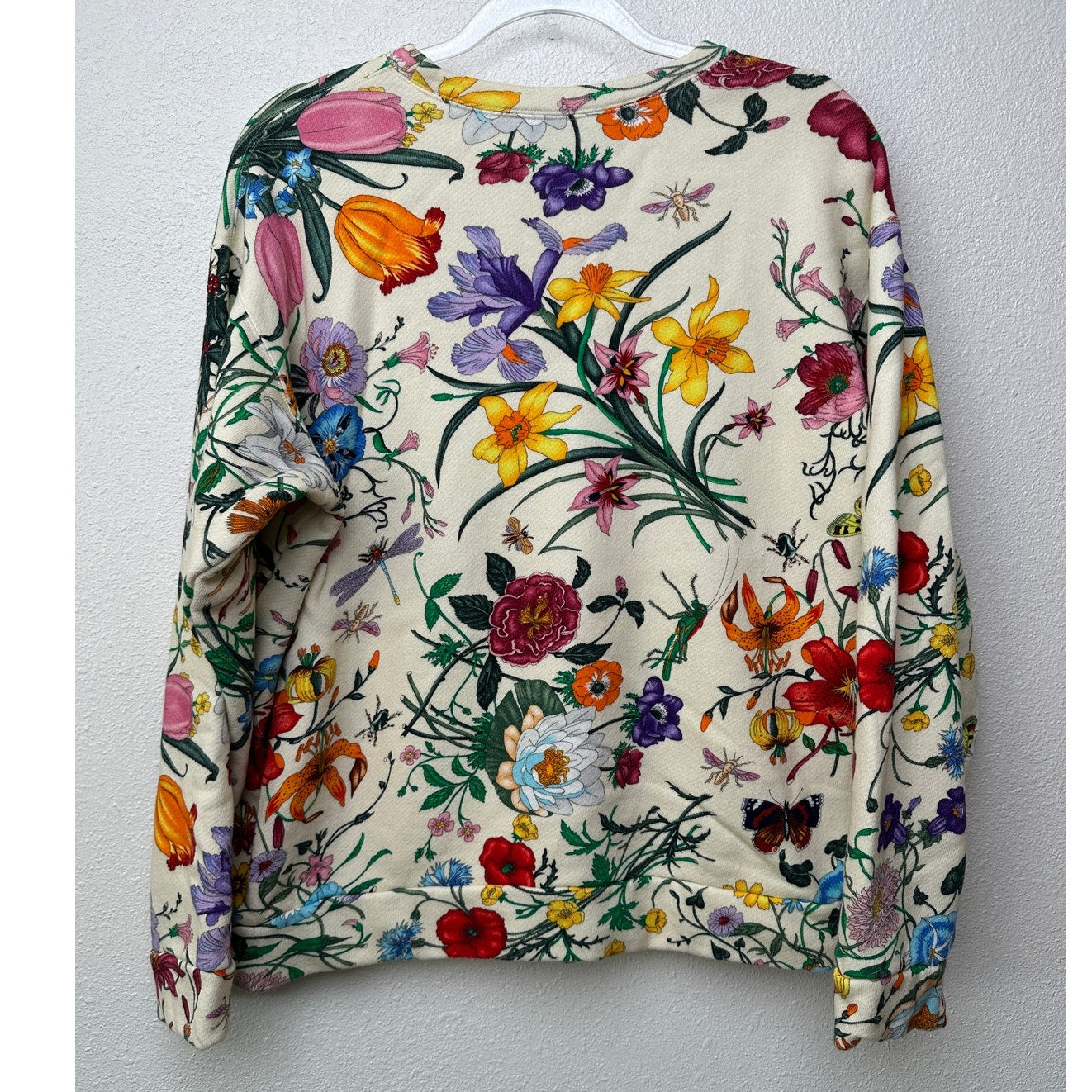 Gucci Flora Print Oversized Crewneck Sweatshirt Cream Women M