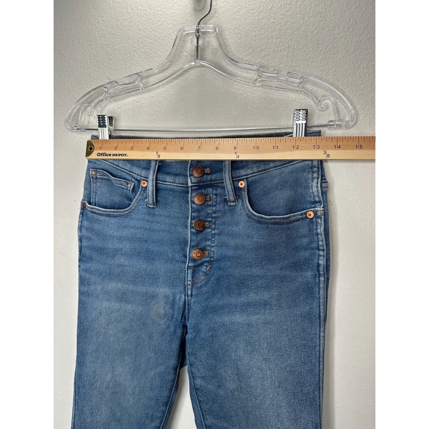 Madewell Medium wash 10" High Rise Skinny Button Fly Raw Hem Jeans 26