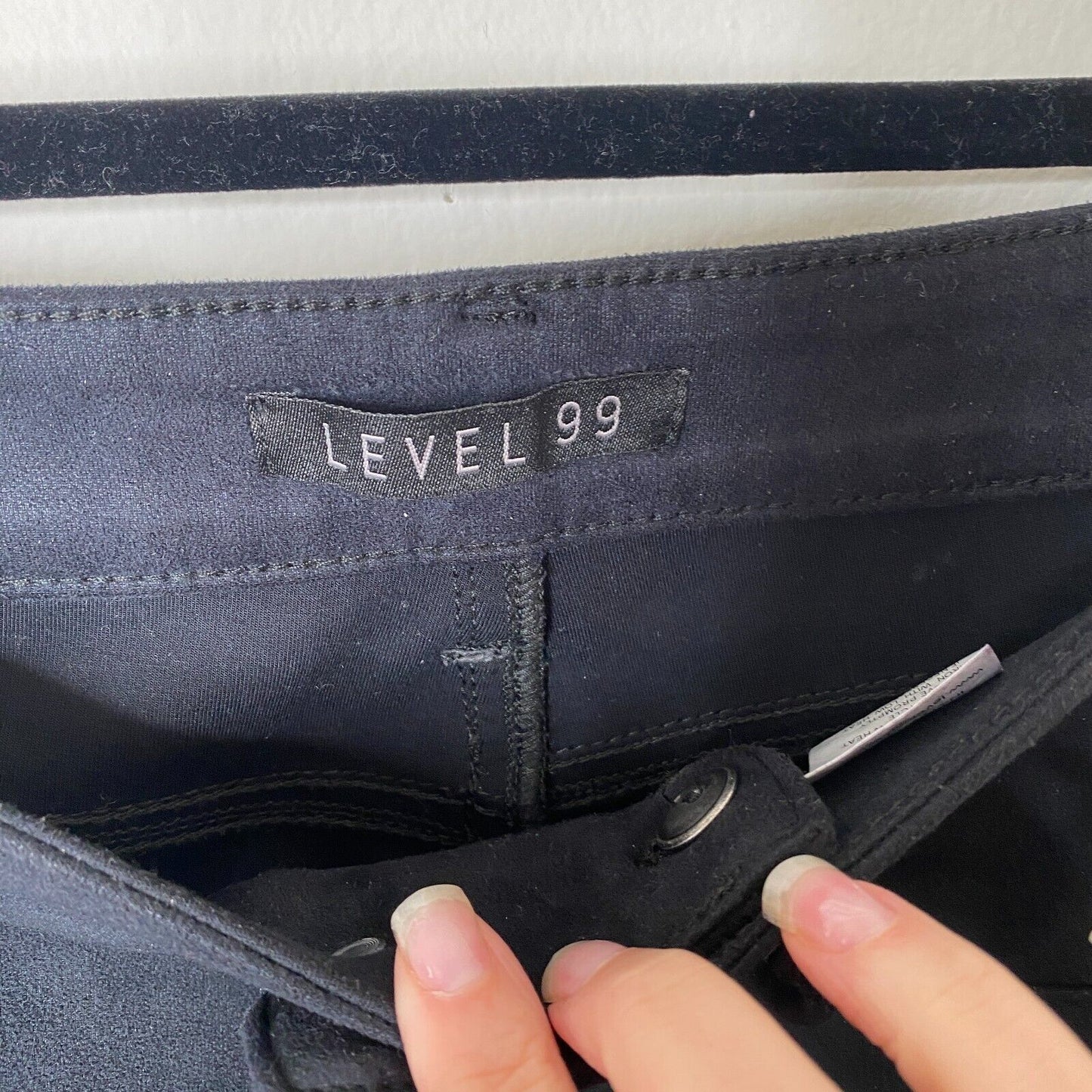 Level 99 Black Dark Gray Mid-Rise Vegan Faux Suede Zip Skinny Pants Jeans 27