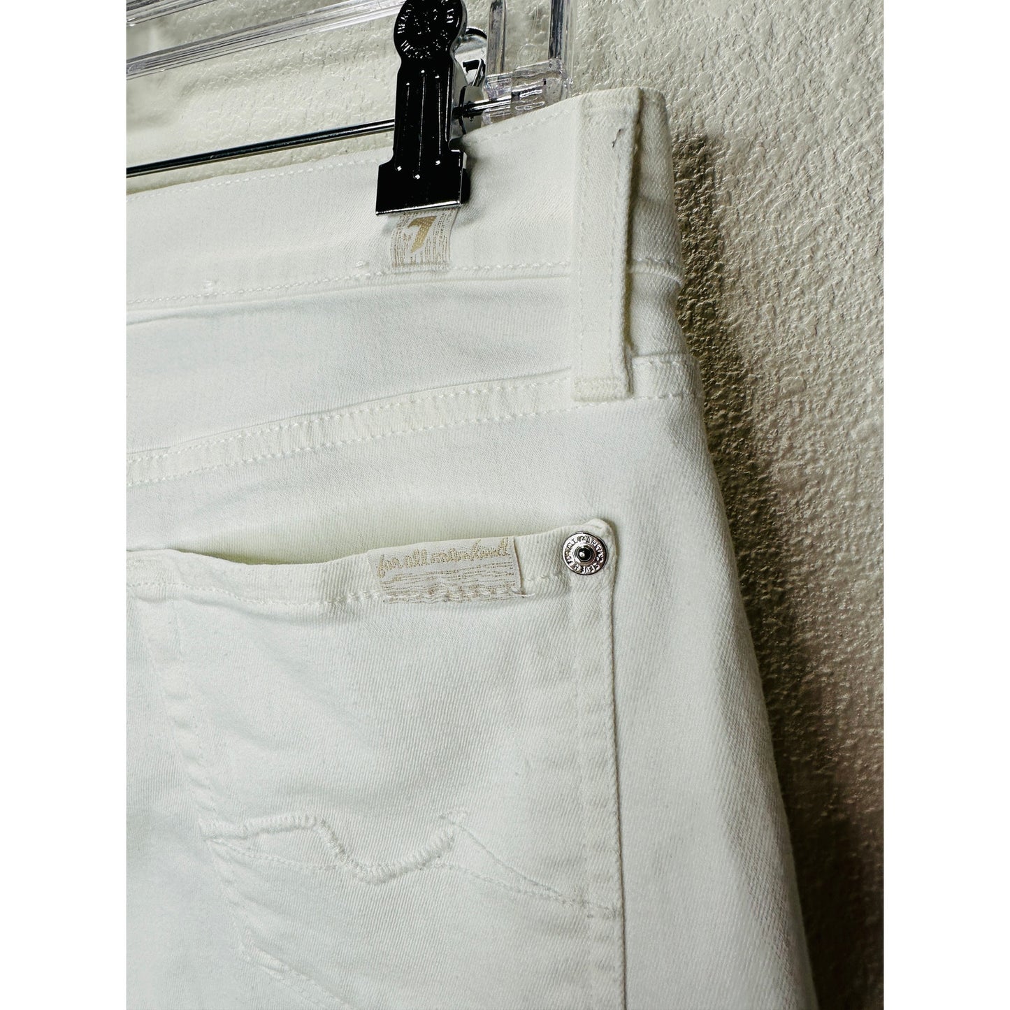 7 For All Mankind White Distressed Raw Hem Gwenevere Jeans 30
