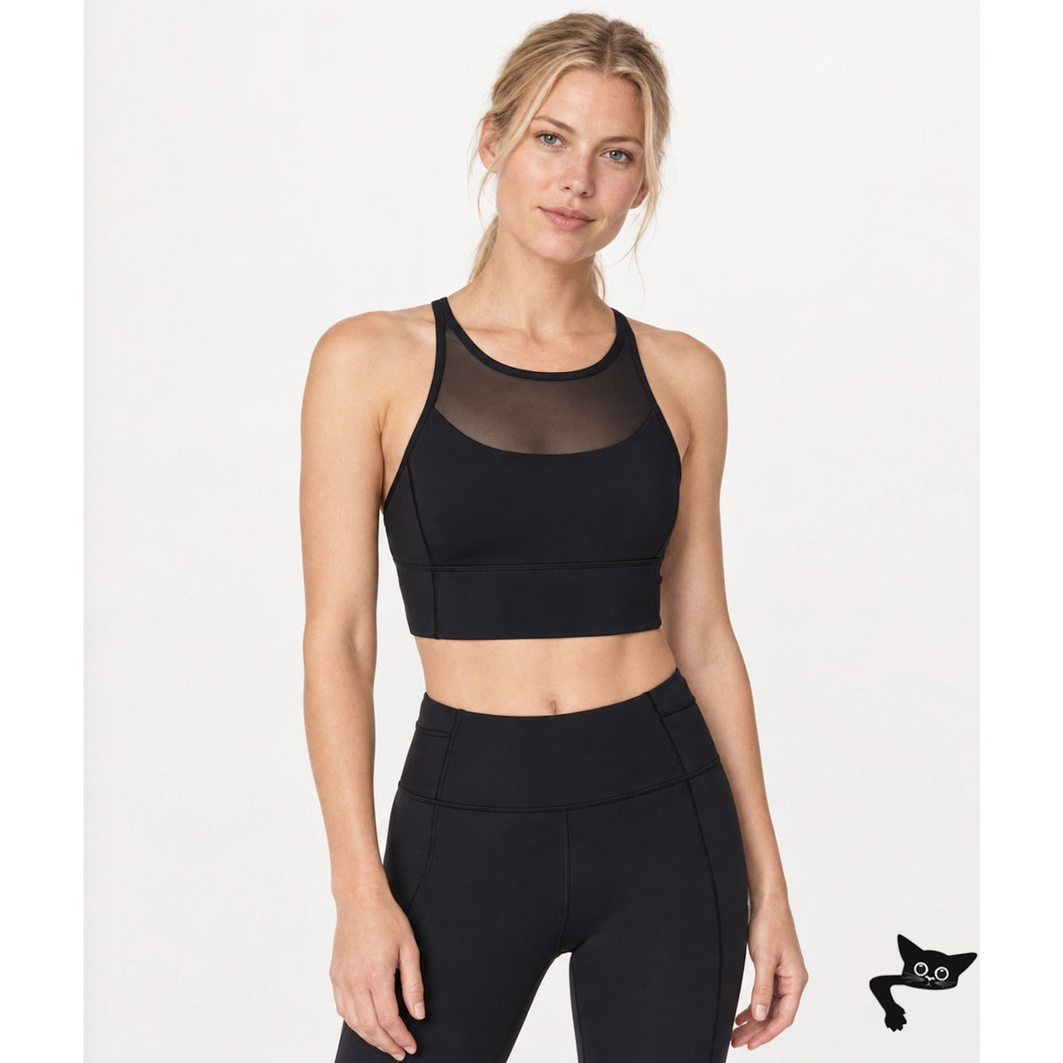 Lululemon Black Clip In High Round Mesh Neck